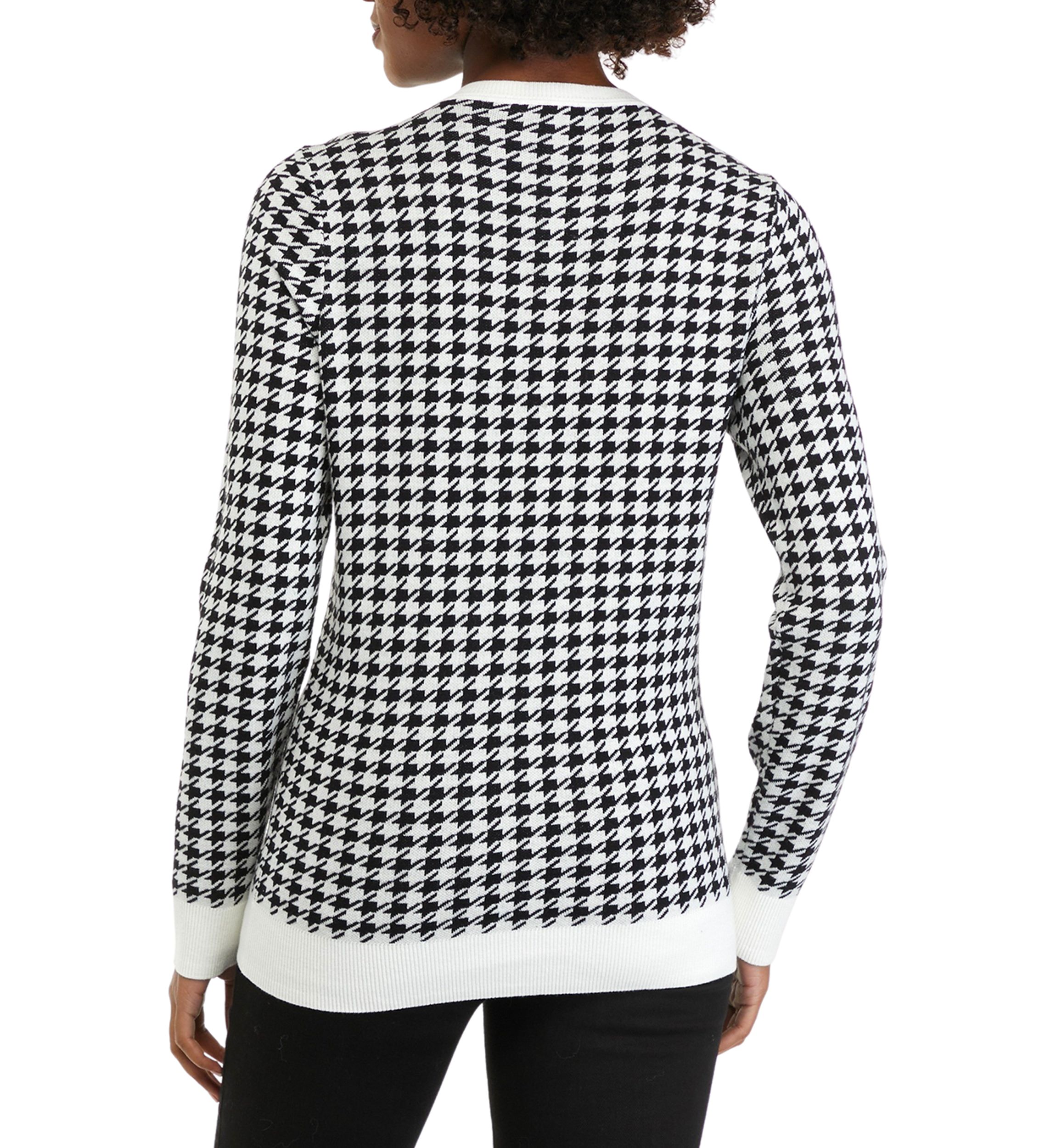 Womens Long Sleeve Crew Neck Jacquard Sweater
