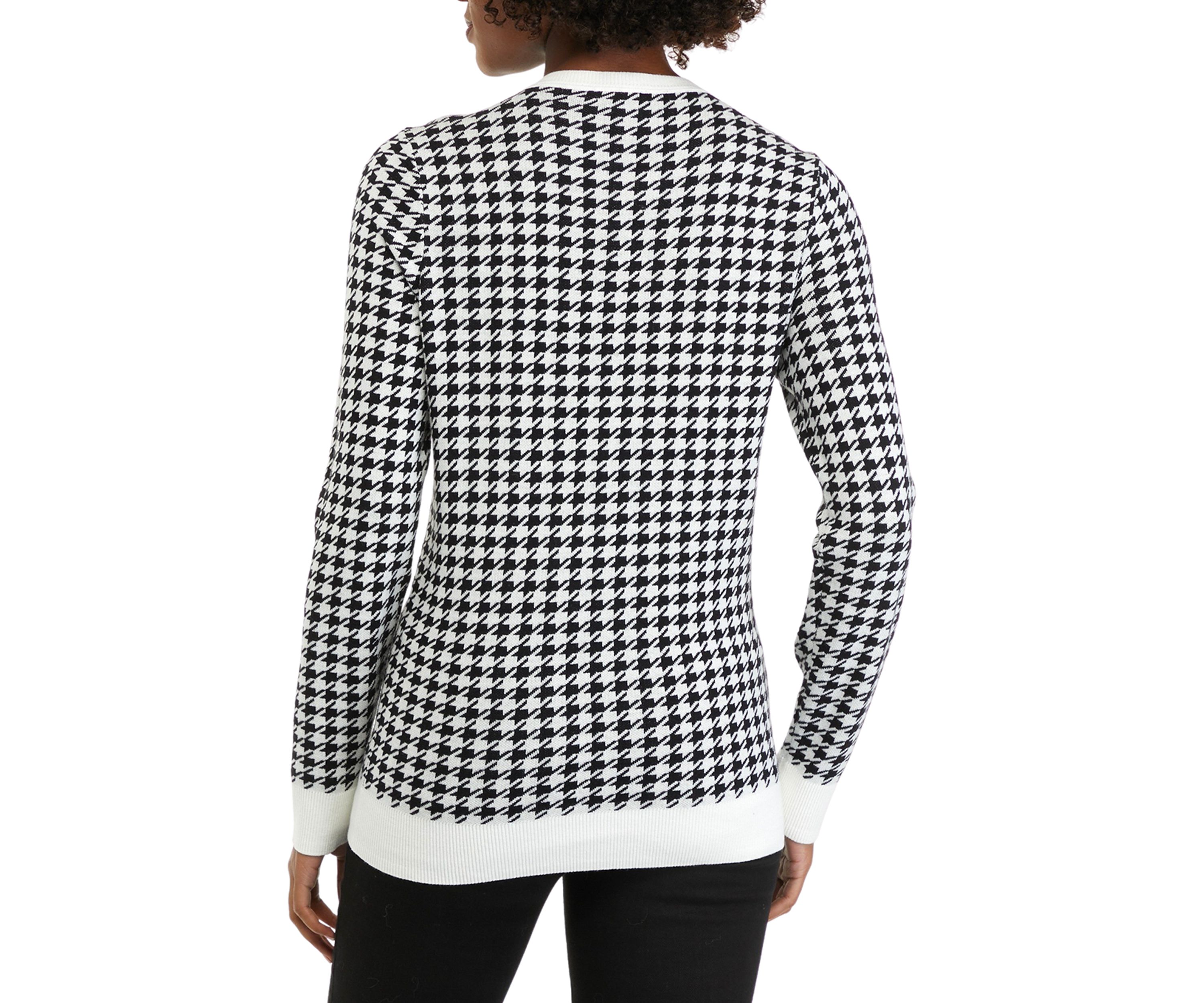 Womens Long Sleeve Crew Neck Jacquard Sweater