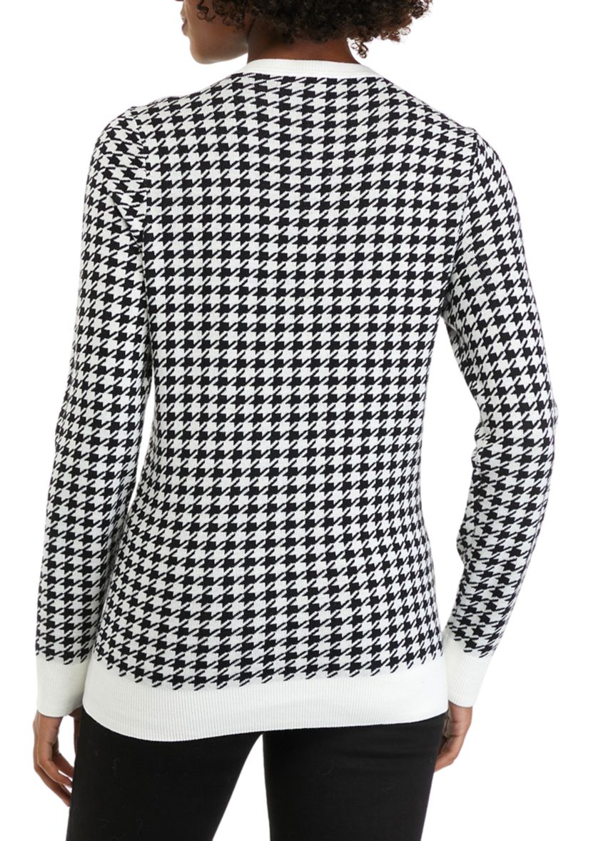 Womens Long Sleeve Crew Neck Jacquard Sweater