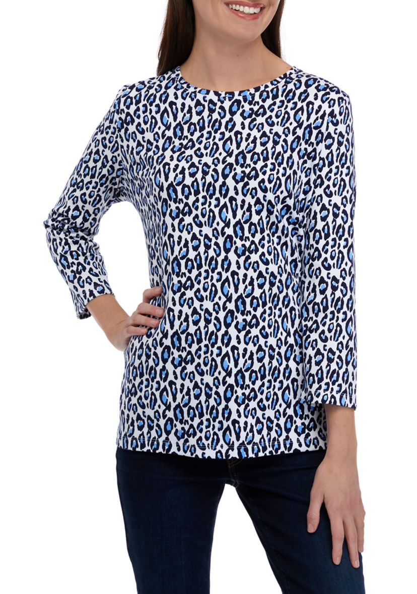 Womens 3/4 Sleeve Crew Neck Printed Shirt