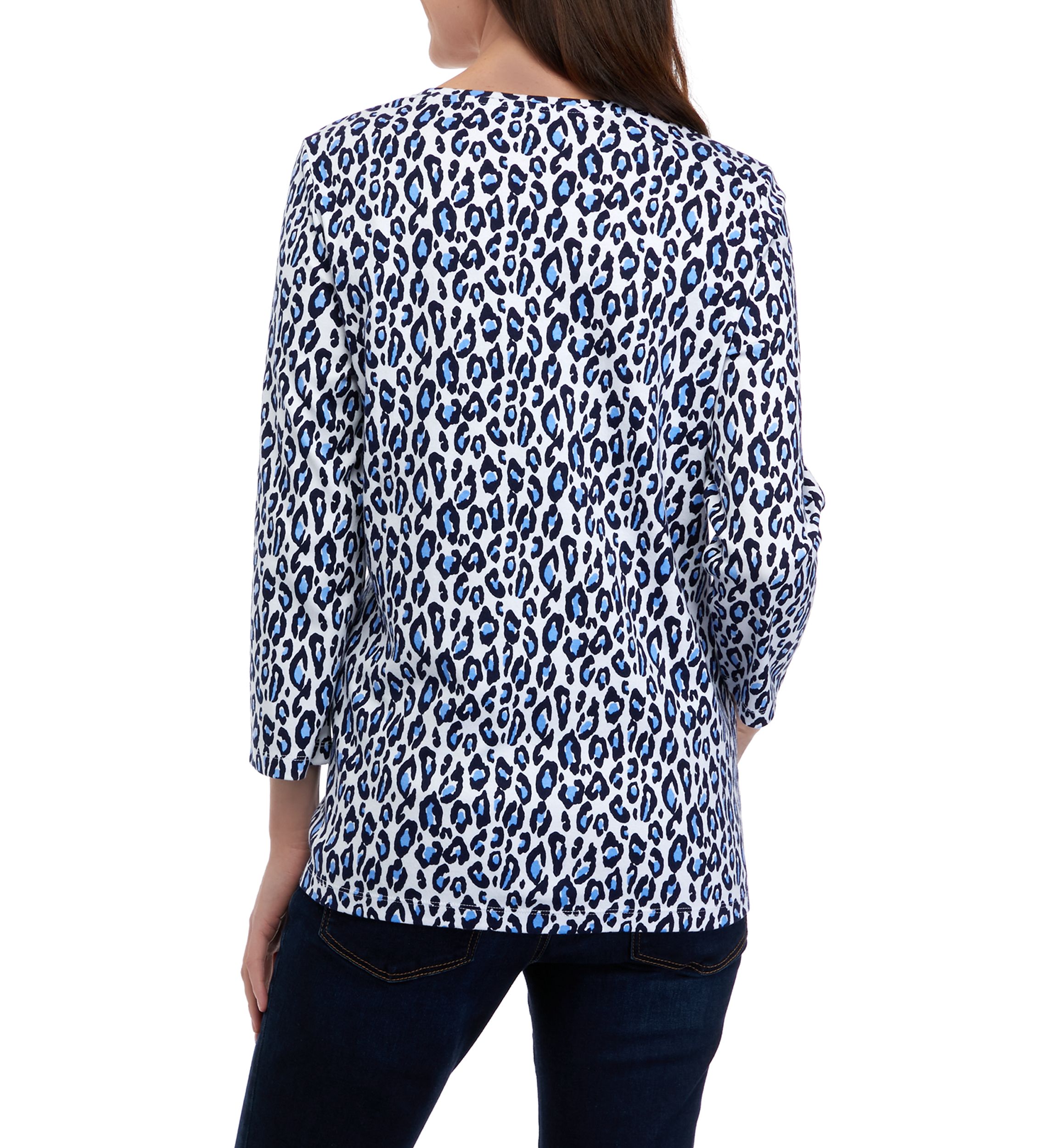 Womens 3/4 Sleeve Crew Neck Printed Shirt