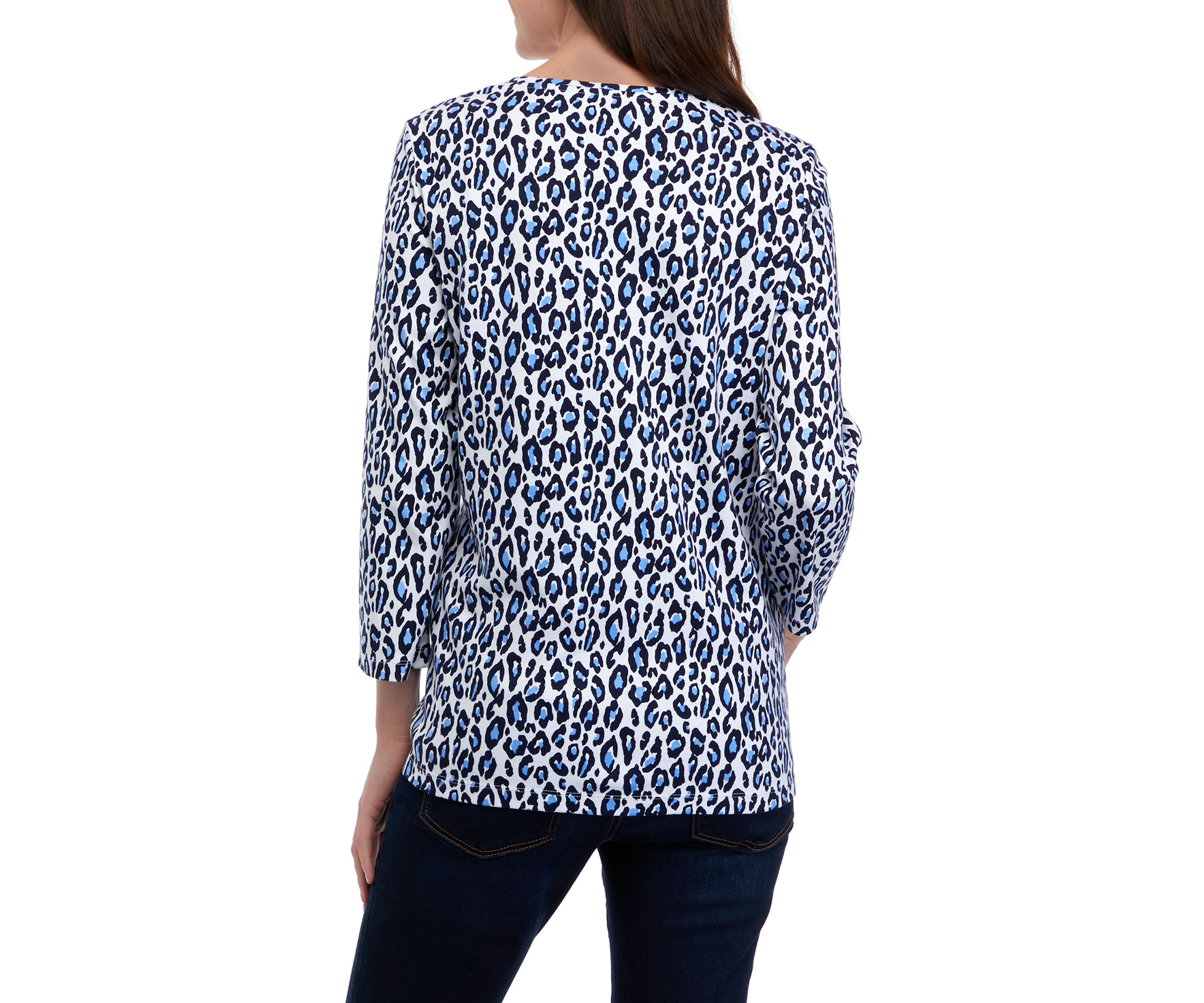 Womens 3/4 Sleeve Crew Neck Printed Shirt