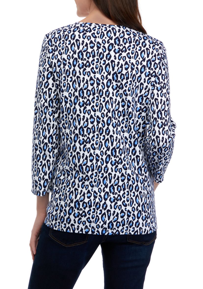 Womens 3/4 Sleeve Crew Neck Printed Shirt