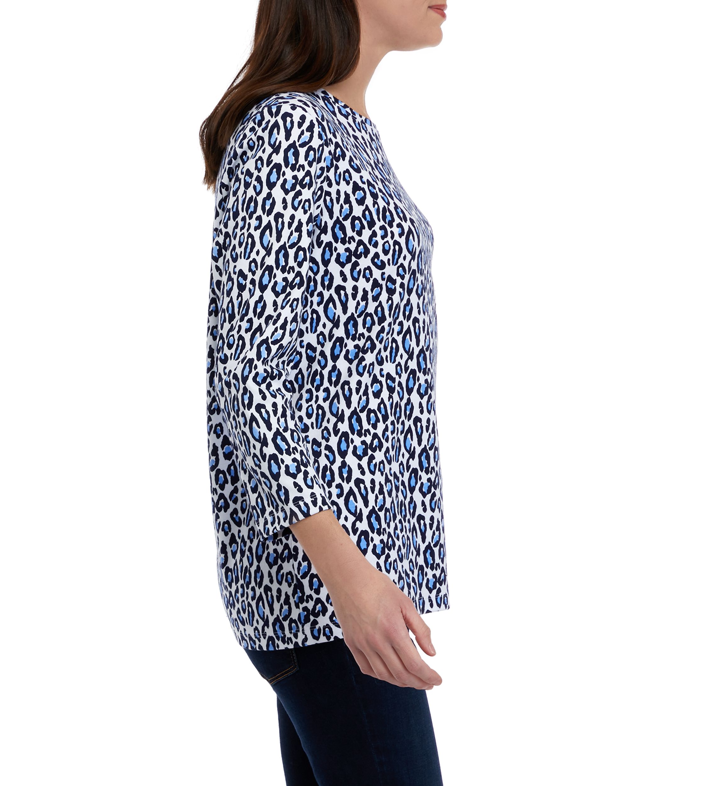 Womens 3/4 Sleeve Crew Neck Printed Shirt