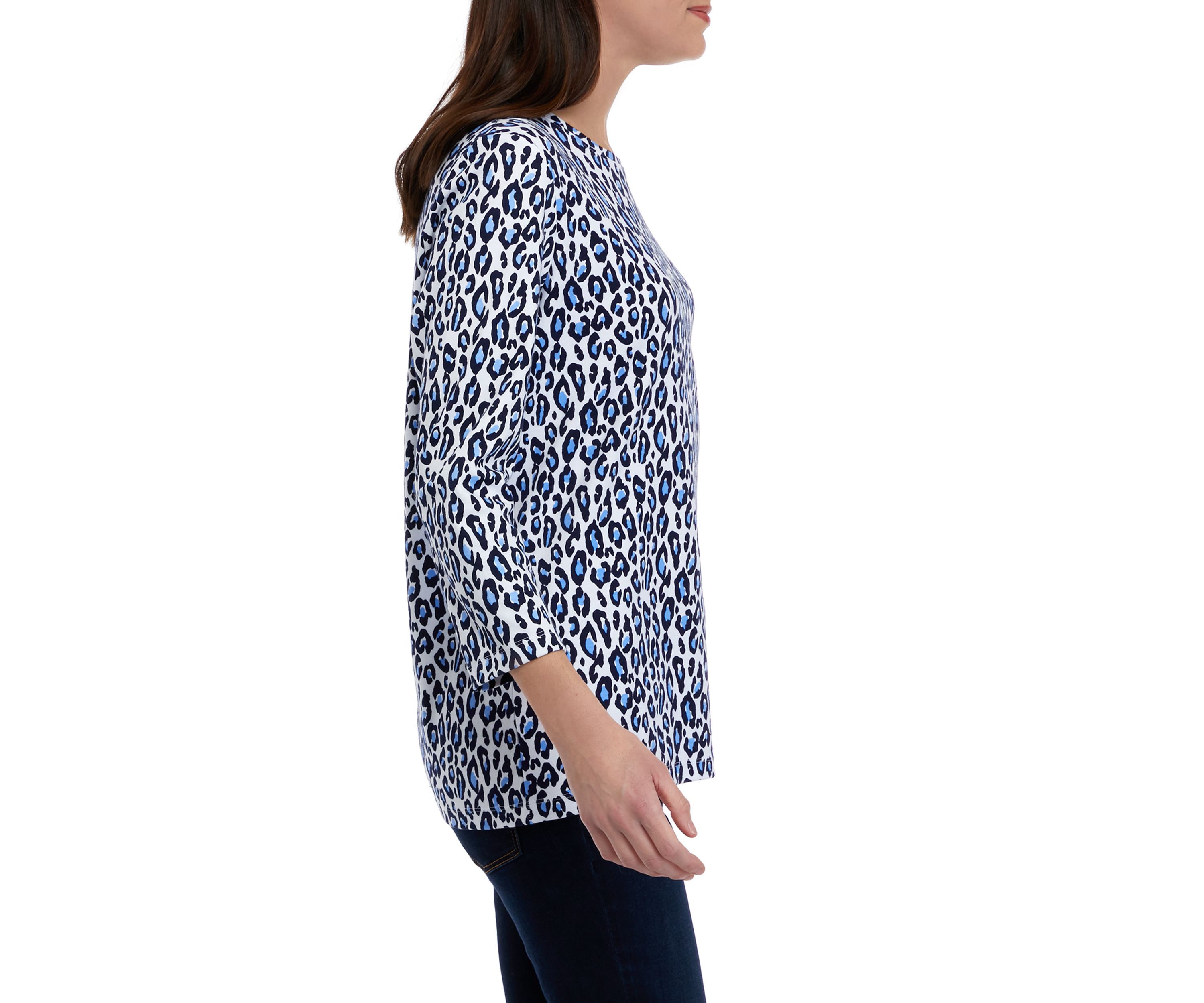 Womens 3/4 Sleeve Crew Neck Printed Shirt