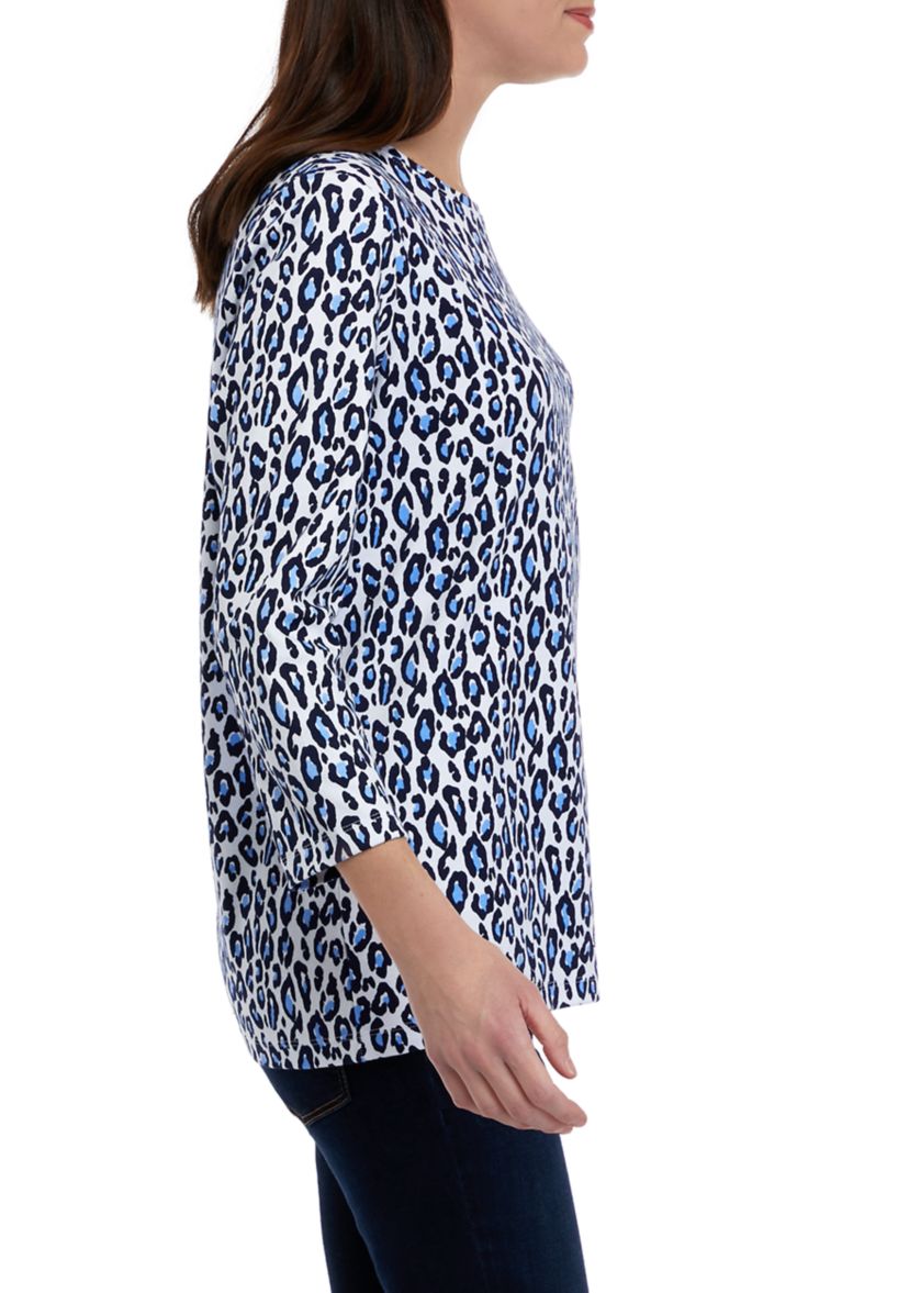 Womens 3/4 Sleeve Crew Neck Printed Shirt