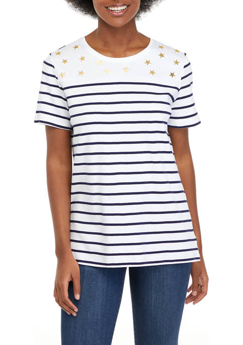 Kim Rogers® Womens Short Sleeve Placement Print T-Shirt