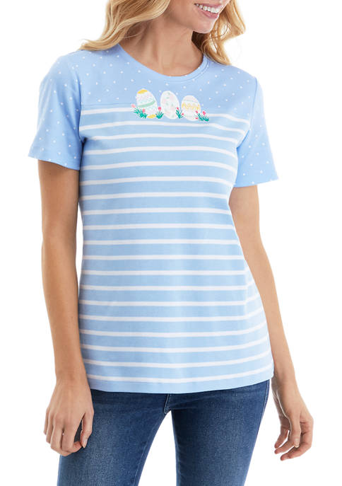 Kim Rogers® Womens Short Sleeve Graphic Yoke T-Shirt