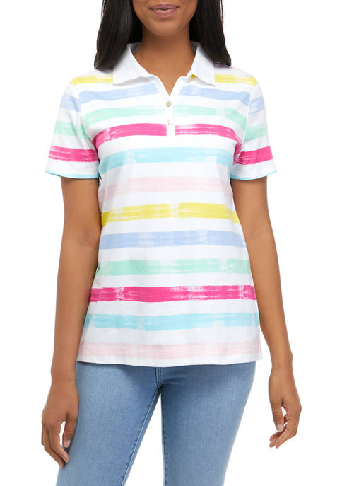 Kim Rogers® Womens Short Sleeve Printed Polo Shirt