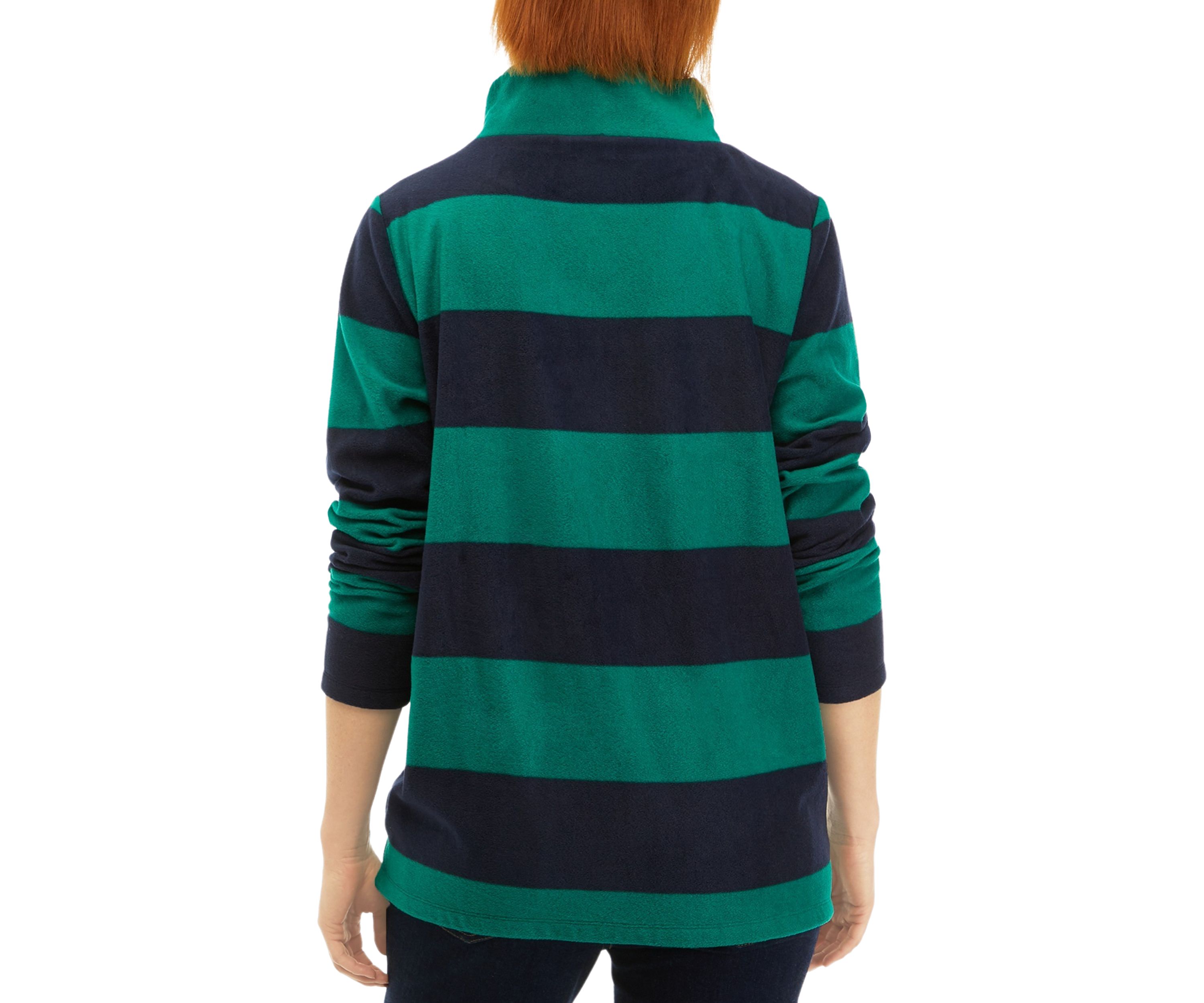 Womens Microfleece Mock Neck Striped Top