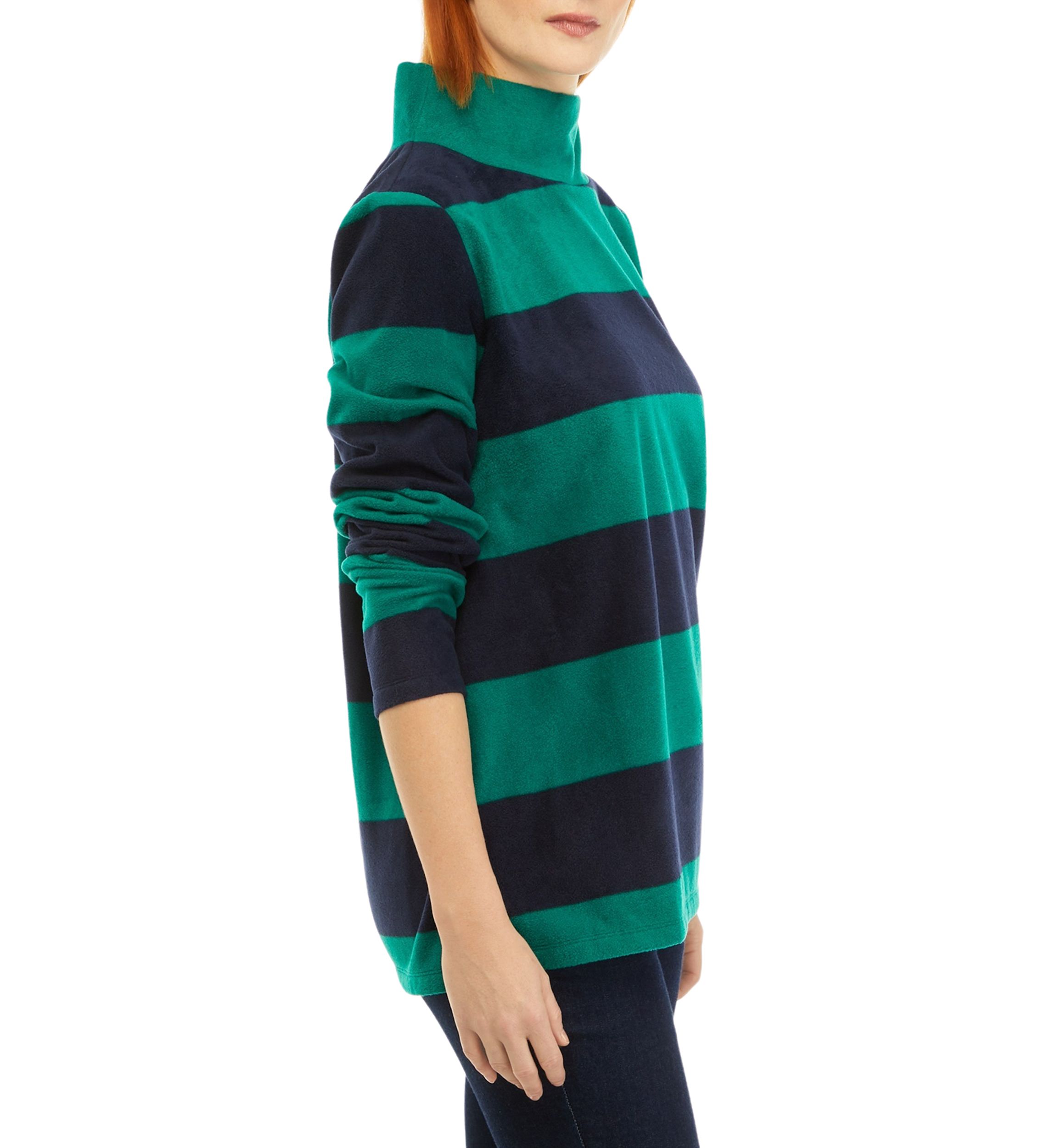 Womens Microfleece Mock Neck Striped Top