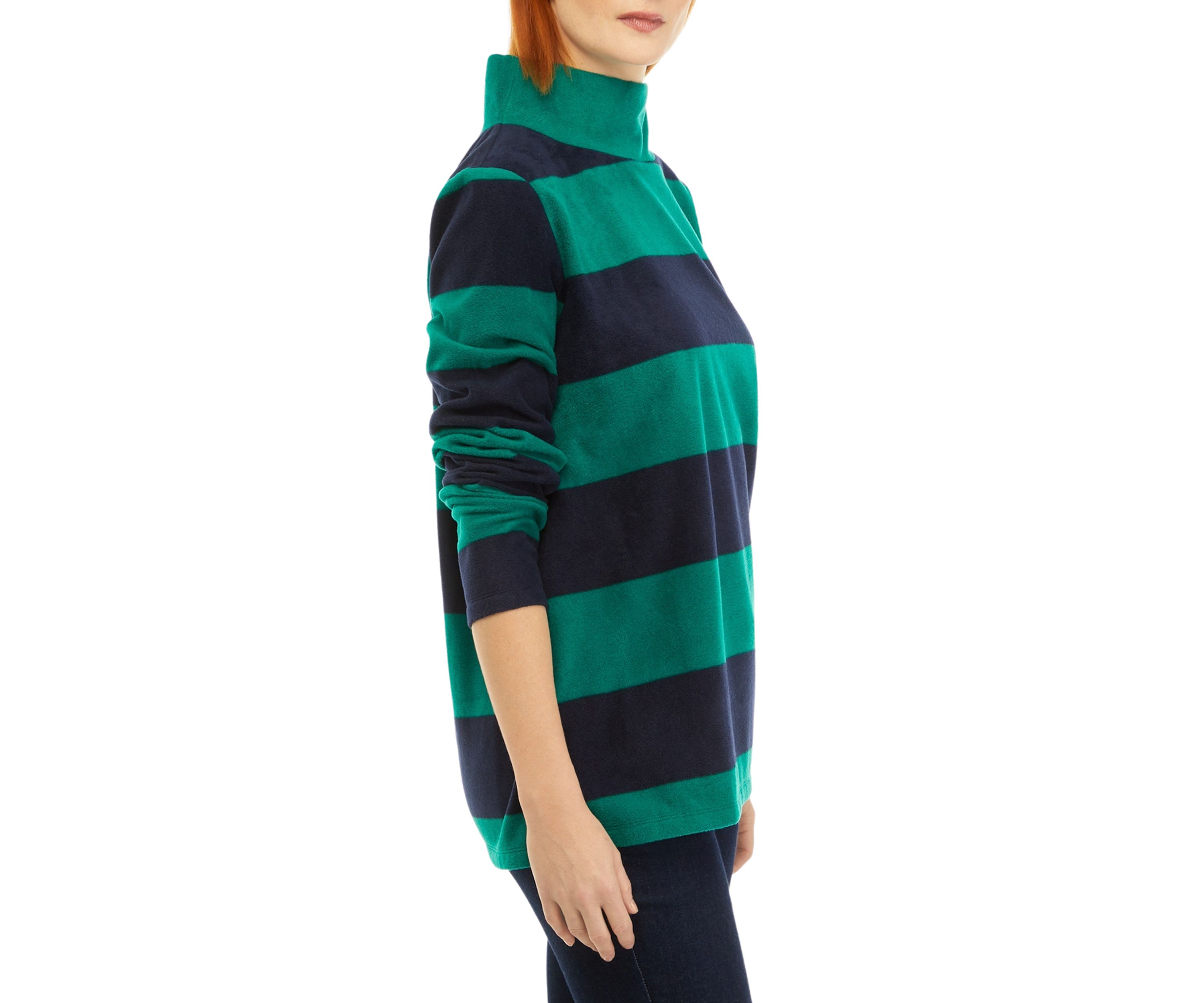 Womens Microfleece Mock Neck Striped Top