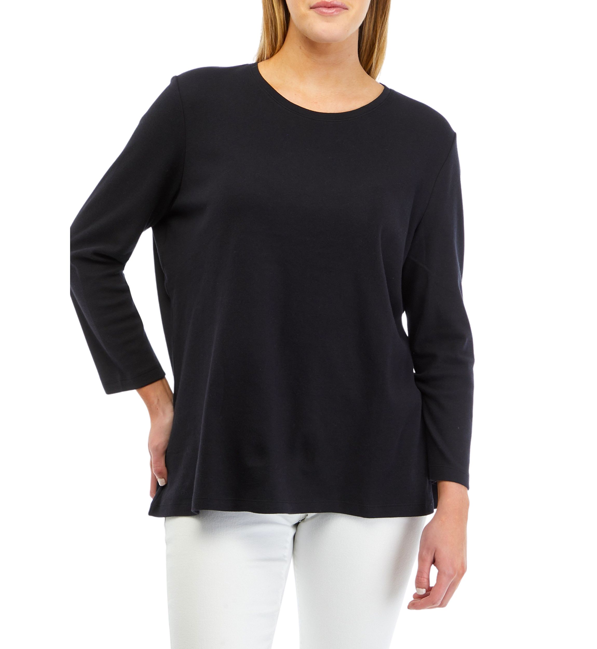 Womens Solid Crew Neck Top