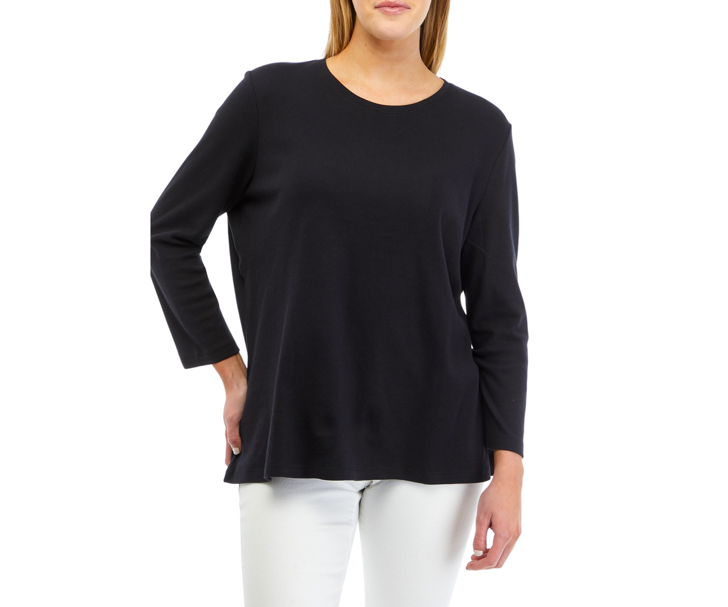 Womens Solid Crew Neck Top