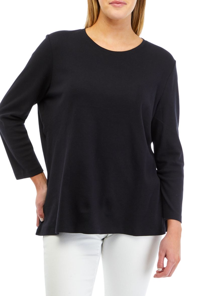 Womens Solid Crew Neck Top