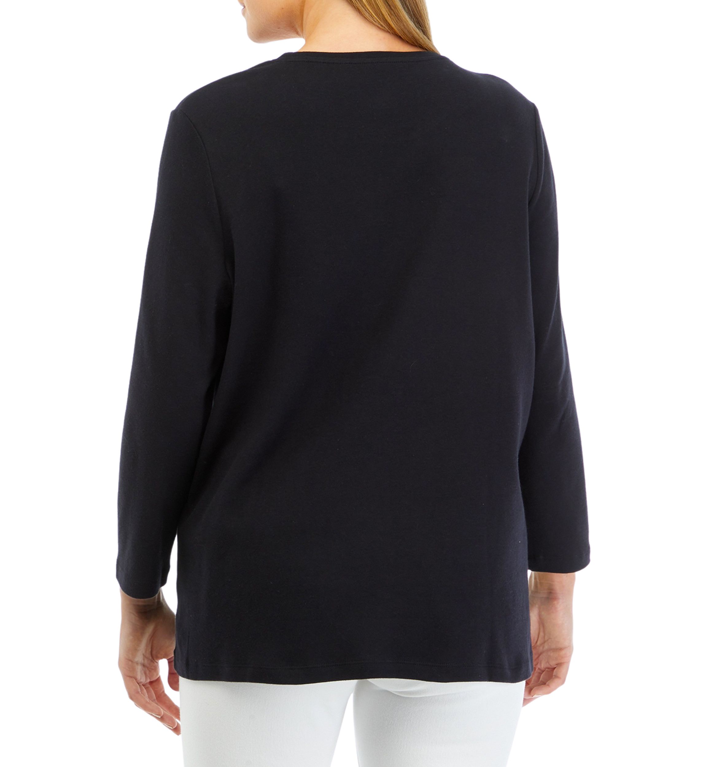 Womens Solid Crew Neck Top