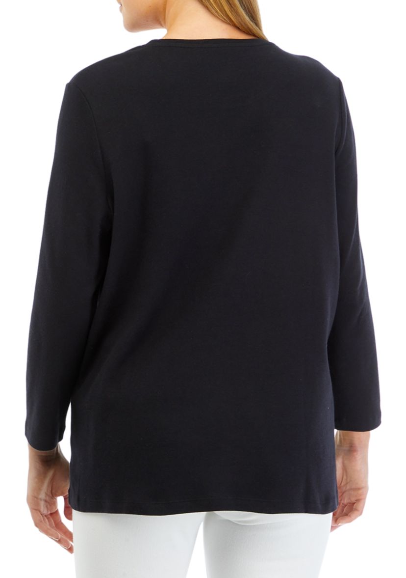 Womens Solid Crew Neck Top
