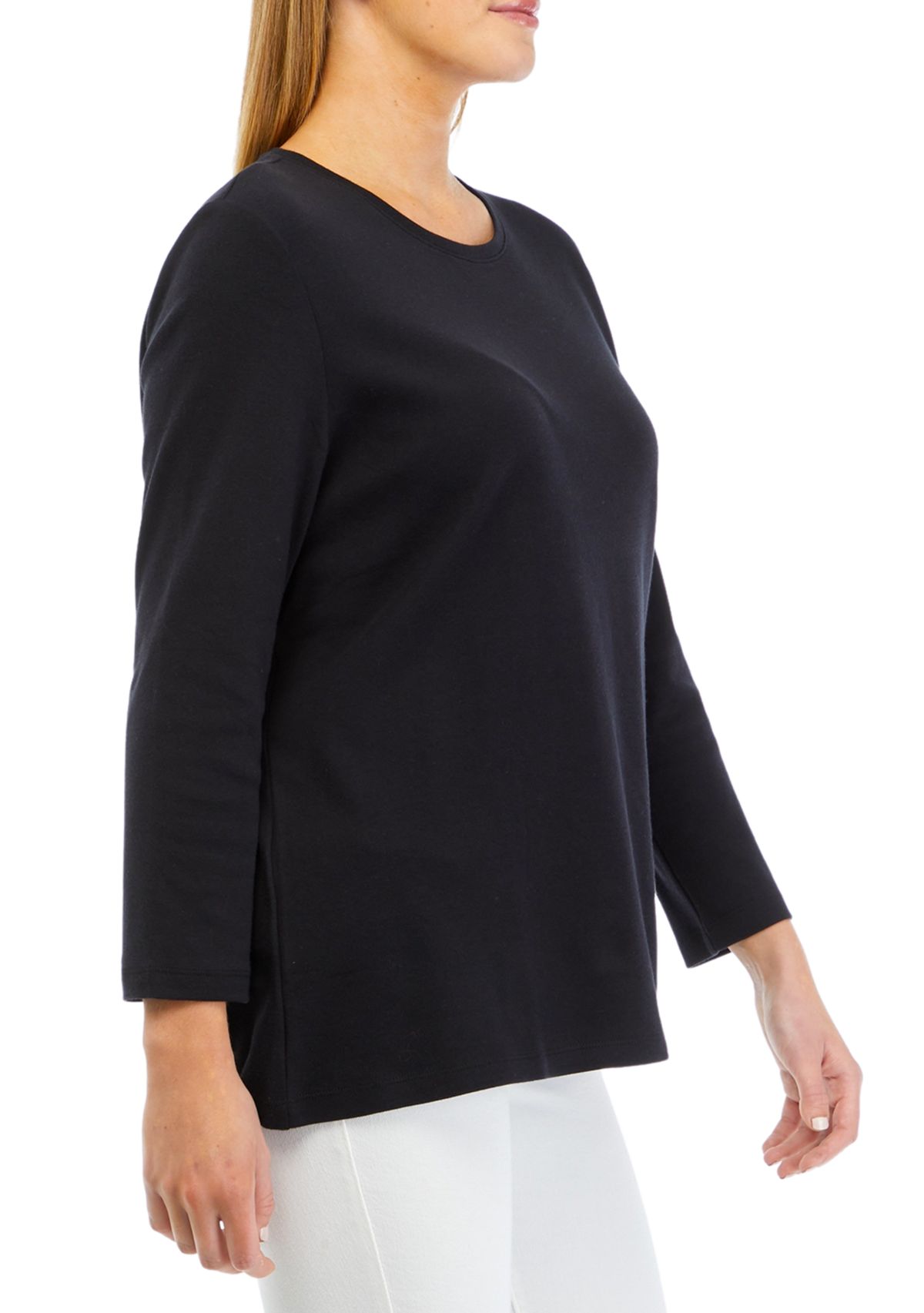 Womens Solid Crew Neck Top