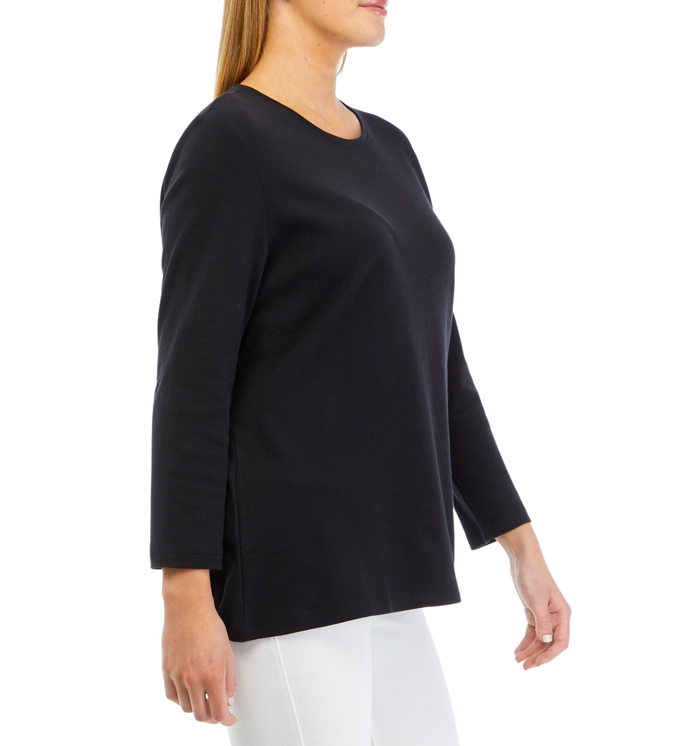 Womens Solid Crew Neck Top