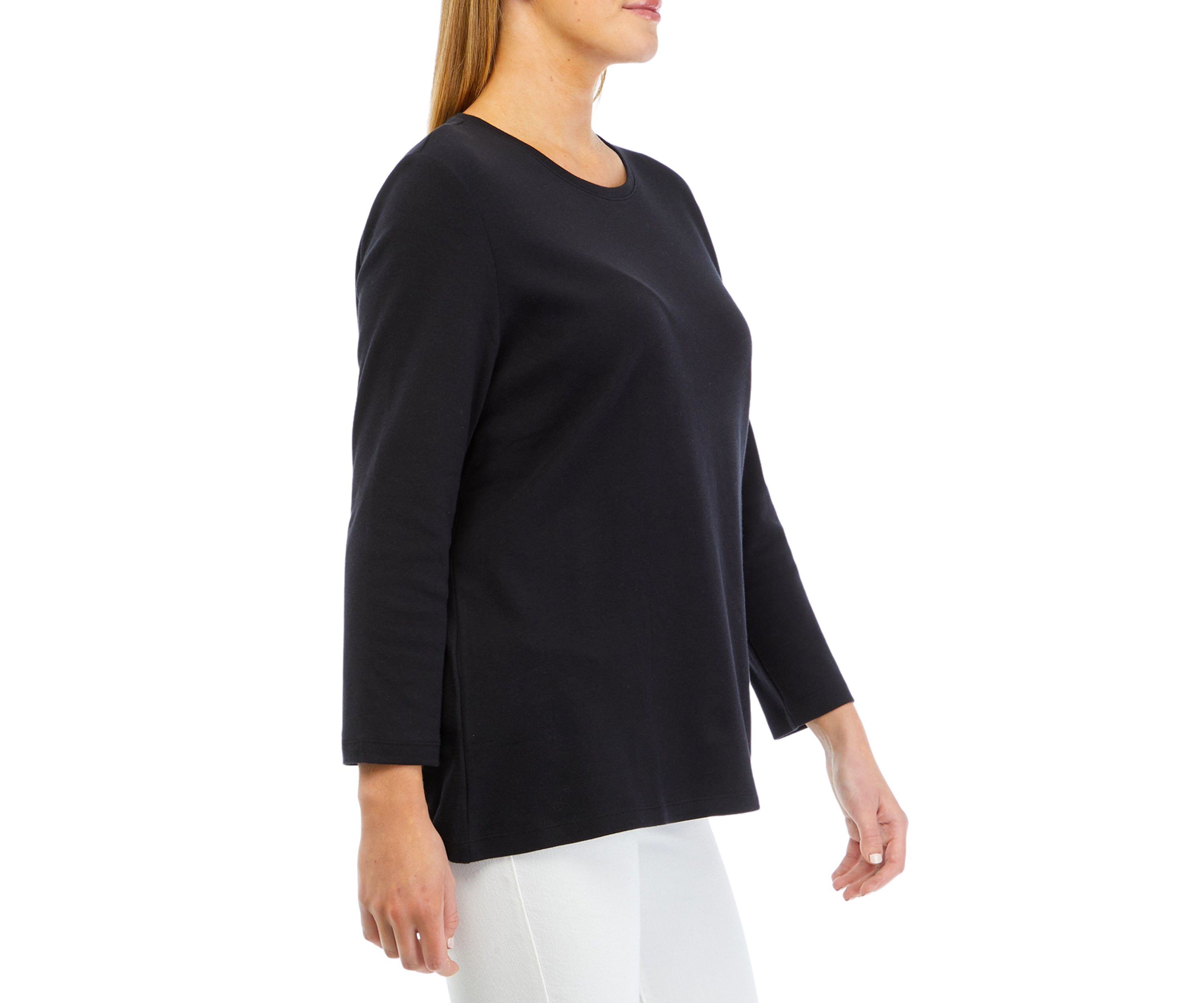 Womens Solid Crew Neck Top