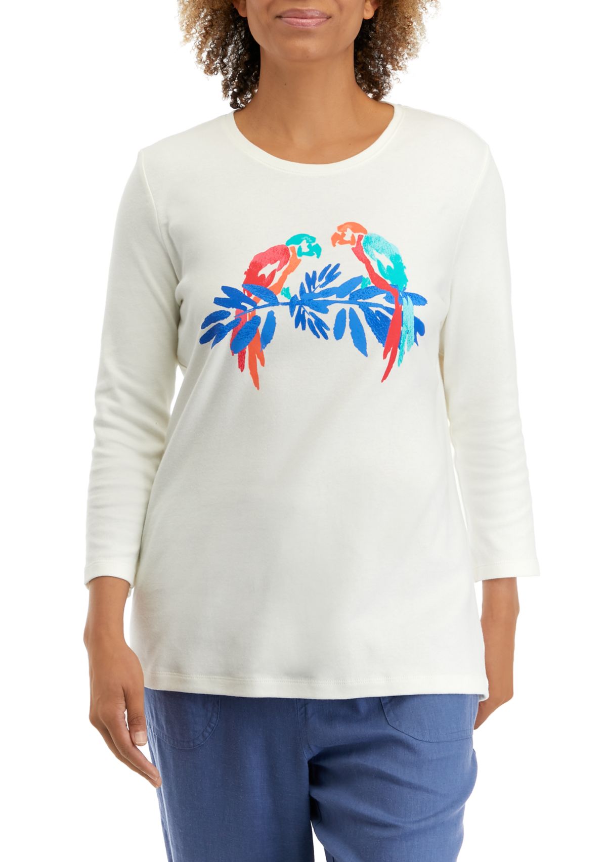 Womens 3/4 Sleeve Thankful Graphic T-Shirt 