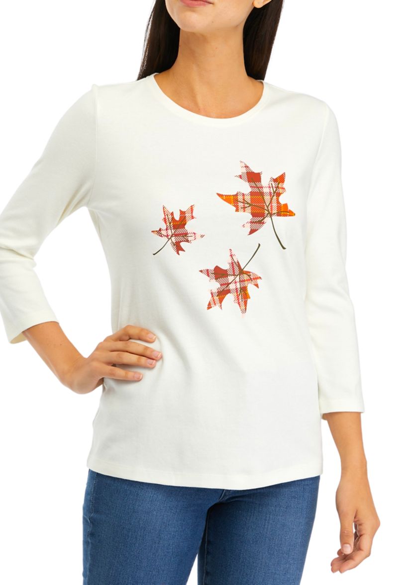 Womens 3/4 Sleeve Thankful Graphic T-Shirt 