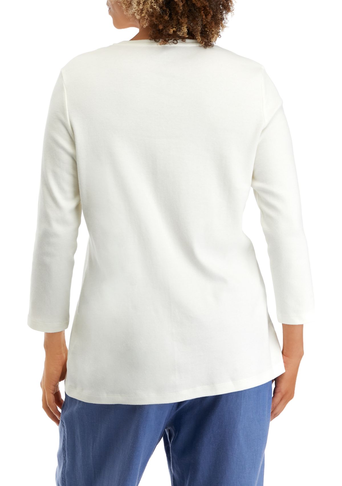 Womens 3/4 Sleeve Thankful Graphic T-Shirt 