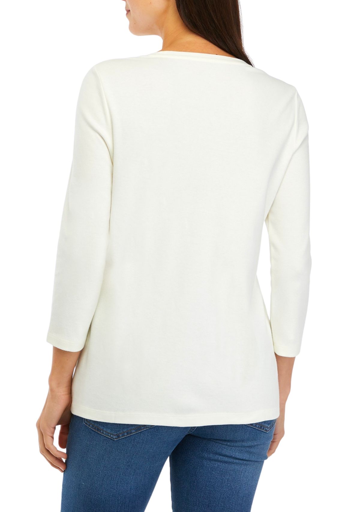 Womens 3/4 Sleeve Thankful Graphic T-Shirt 