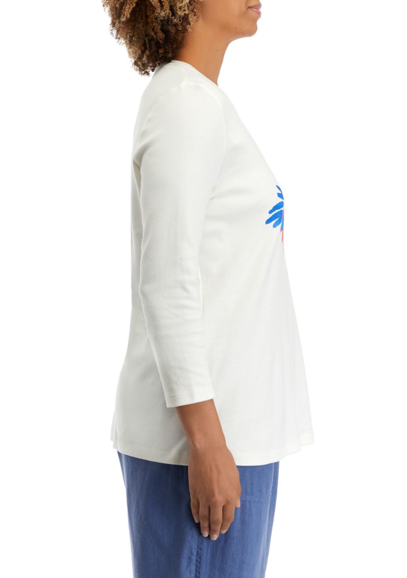 Womens 3/4 Sleeve Thankful Graphic T-Shirt 