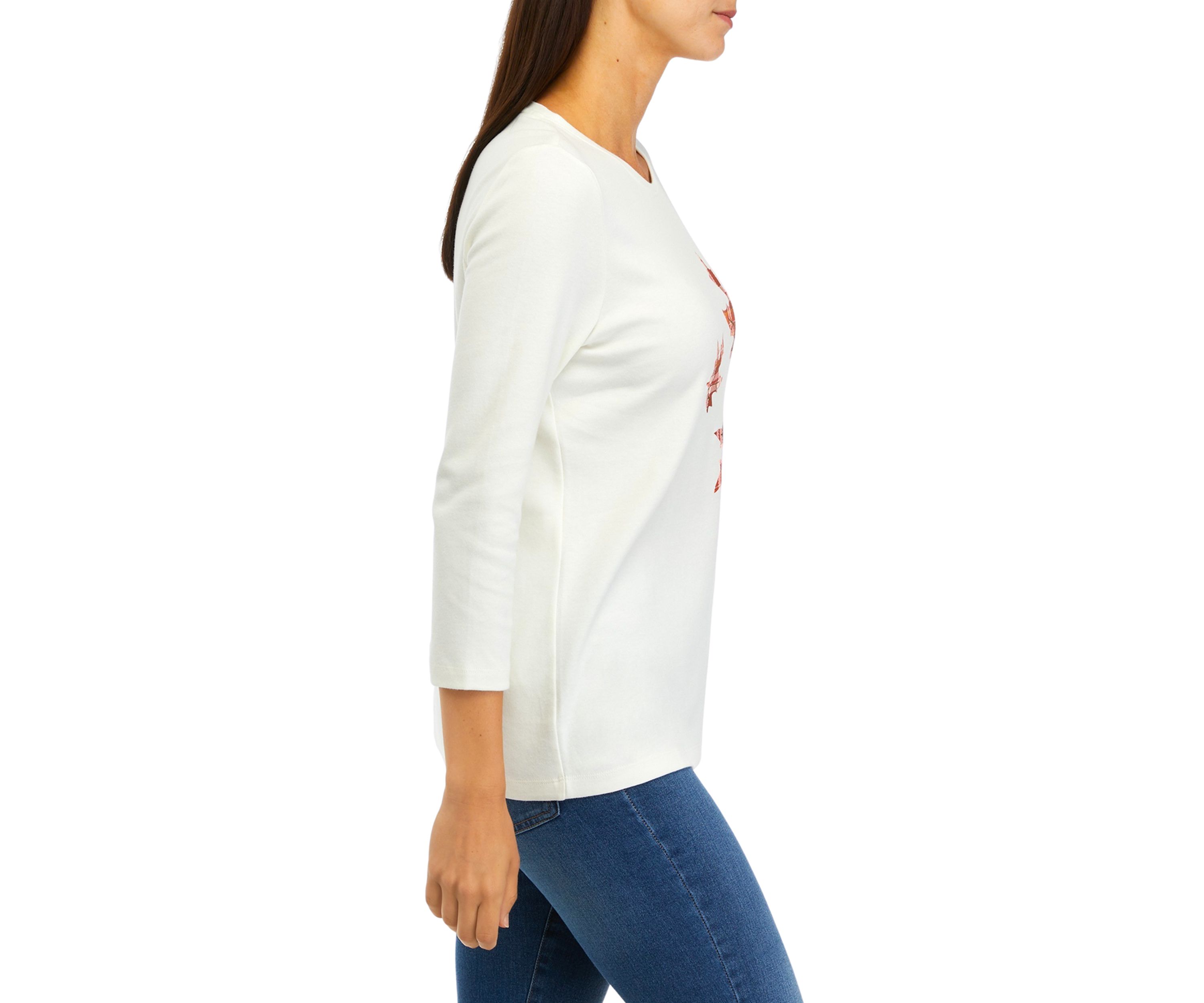 Womens 3/4 Sleeve Thankful Graphic T-Shirt 
