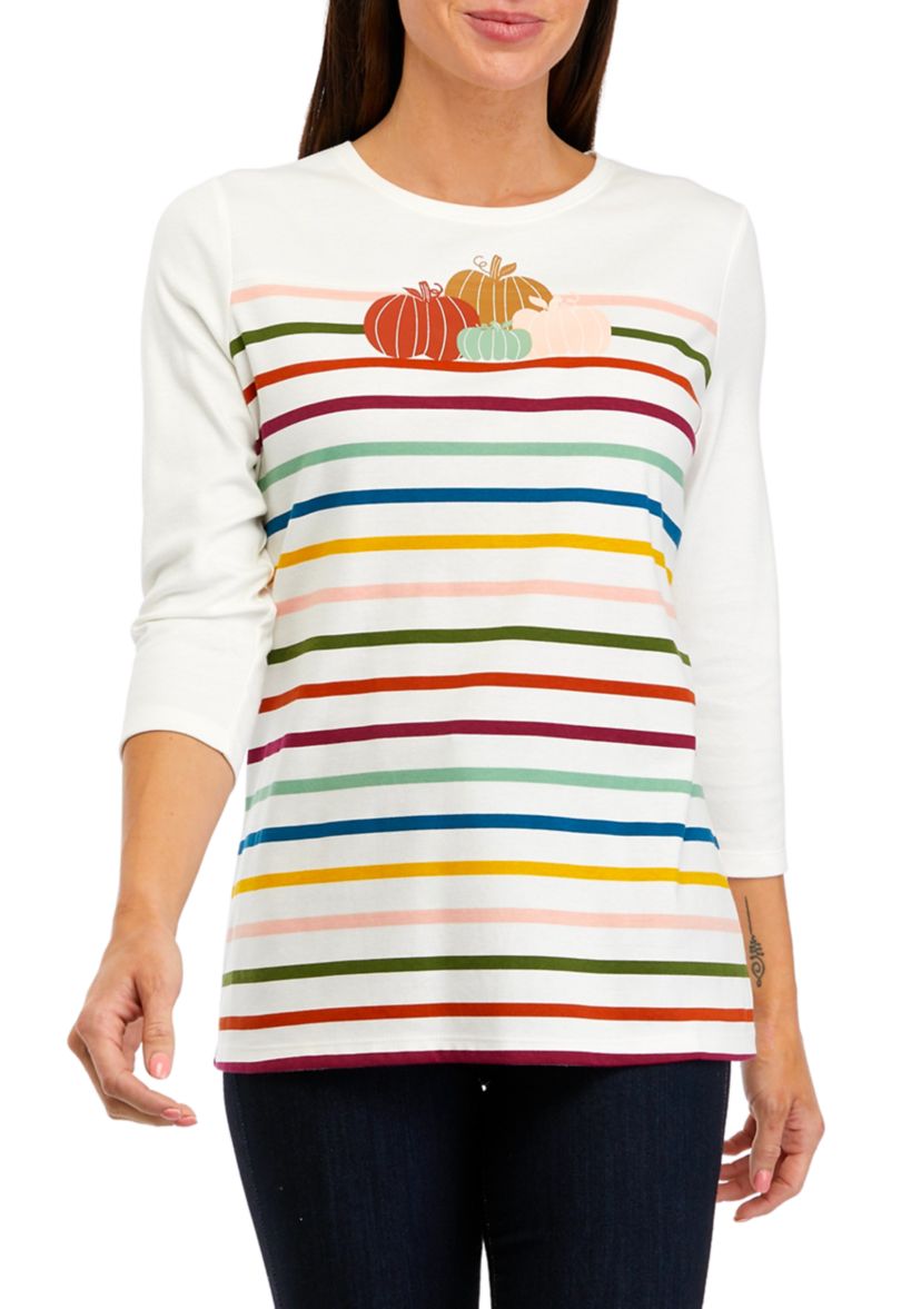 Womens 3/4 Sleeve Crew Neck Graphic T-Shirt