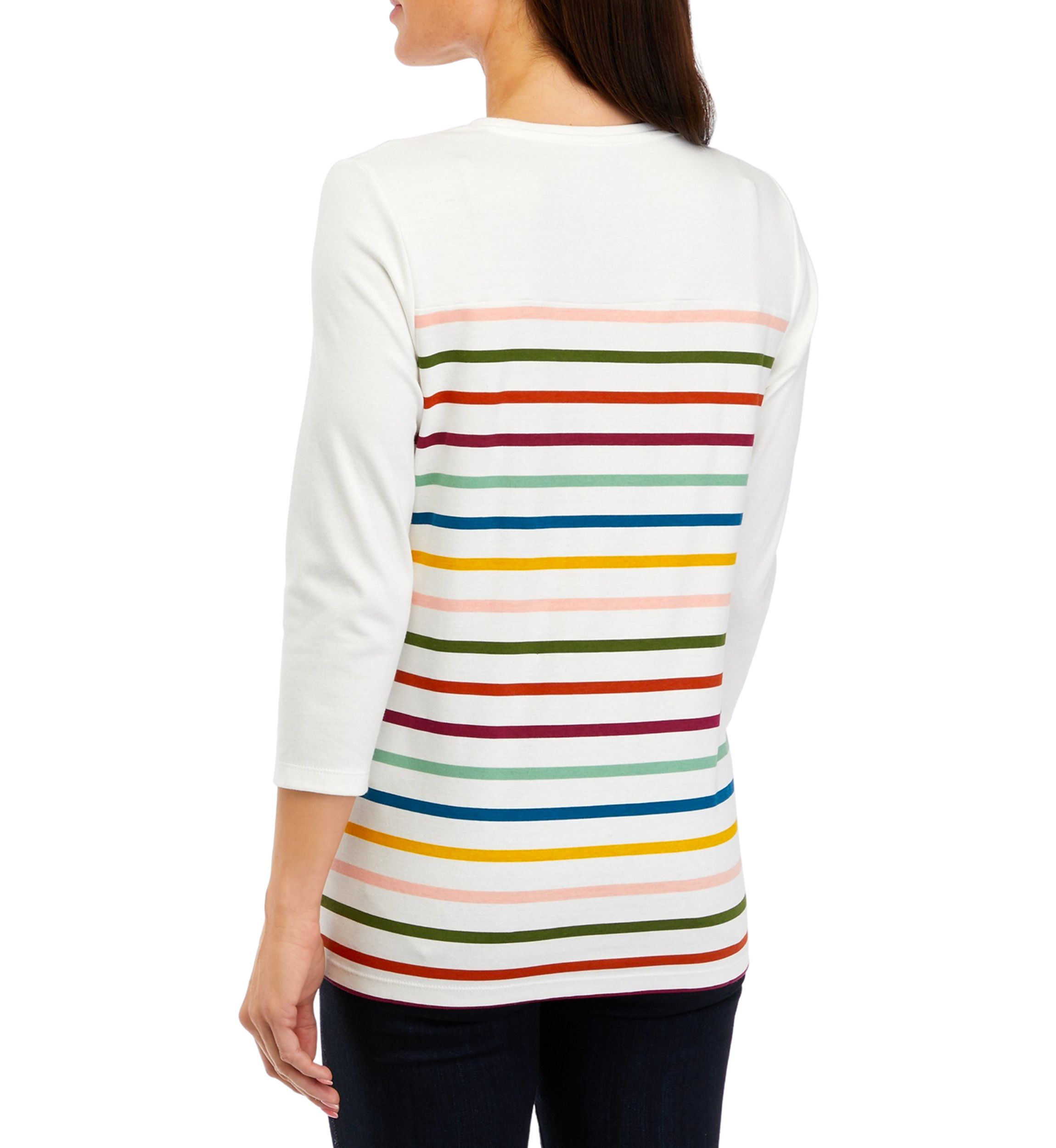 Womens 3/4 Sleeve Crew Neck Graphic T-Shirt