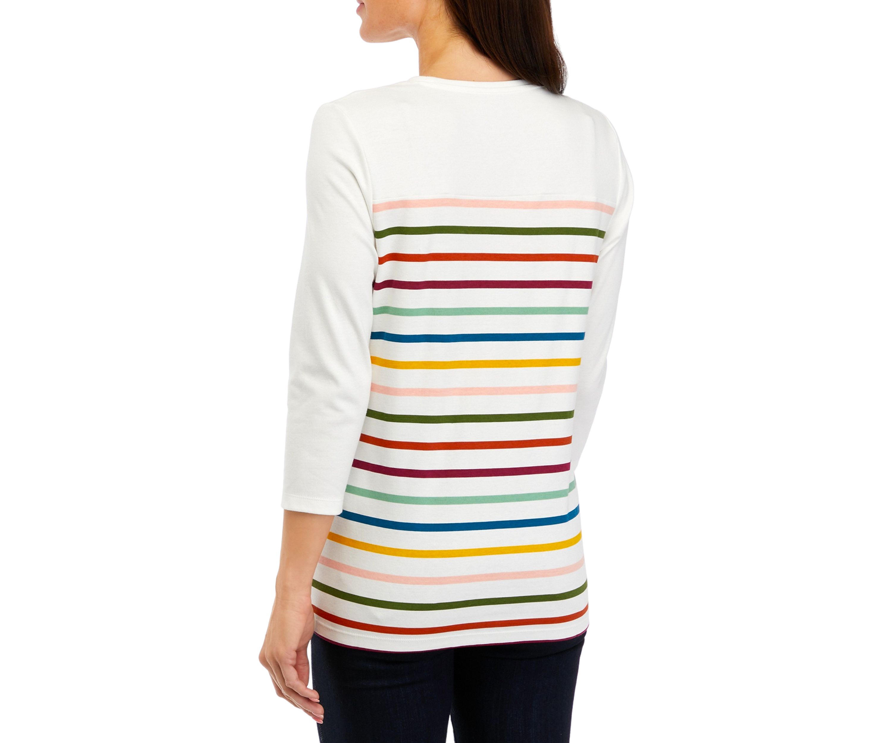 Womens 3/4 Sleeve Crew Neck Graphic T-Shirt