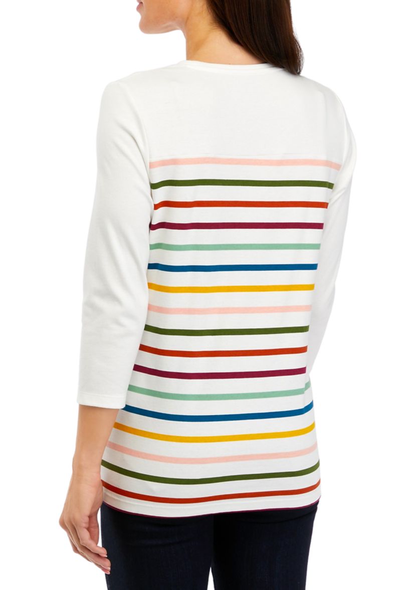 Womens 3/4 Sleeve Crew Neck Graphic T-Shirt