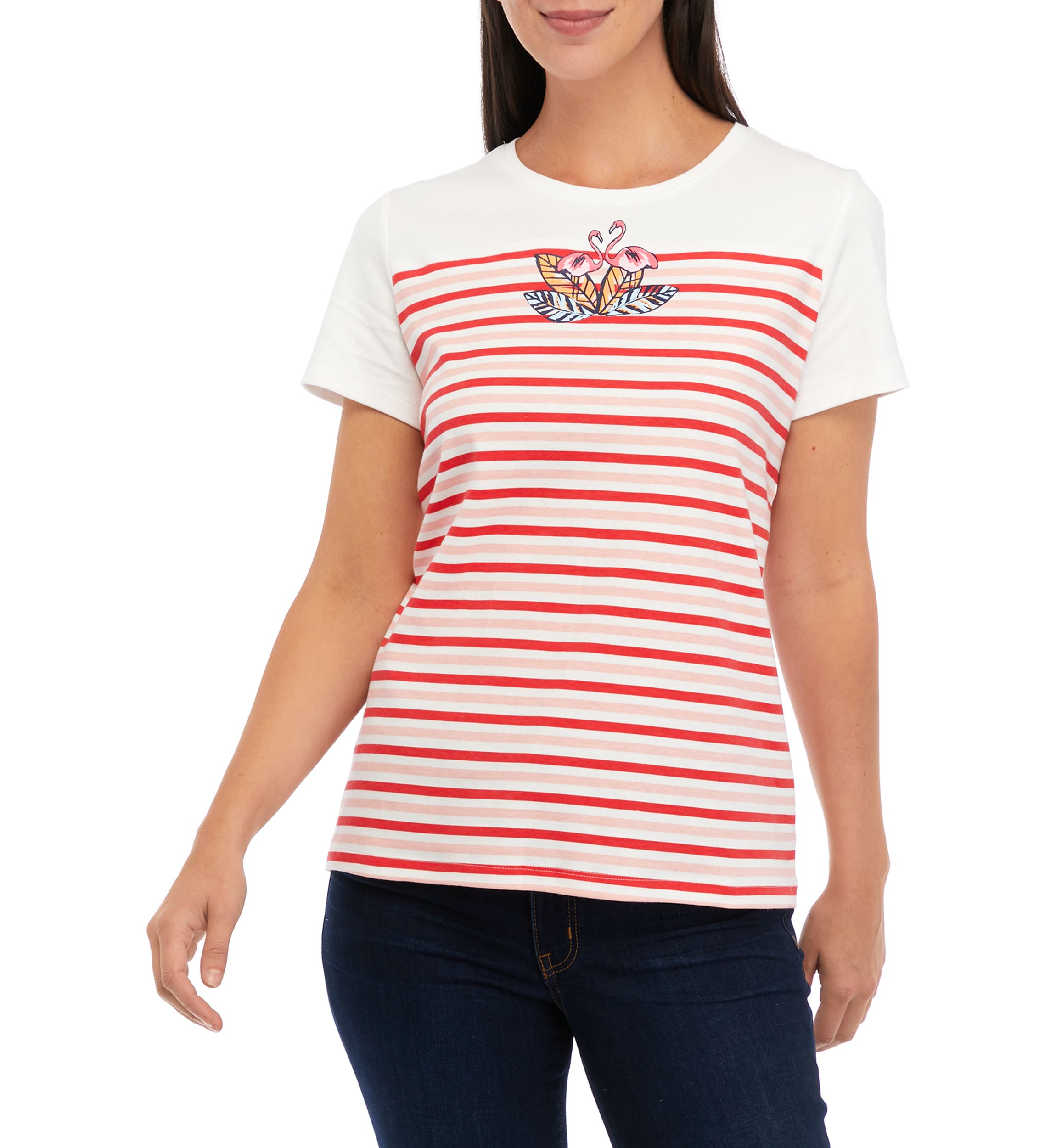 Womens Short Sleeve Striped T-Shirt