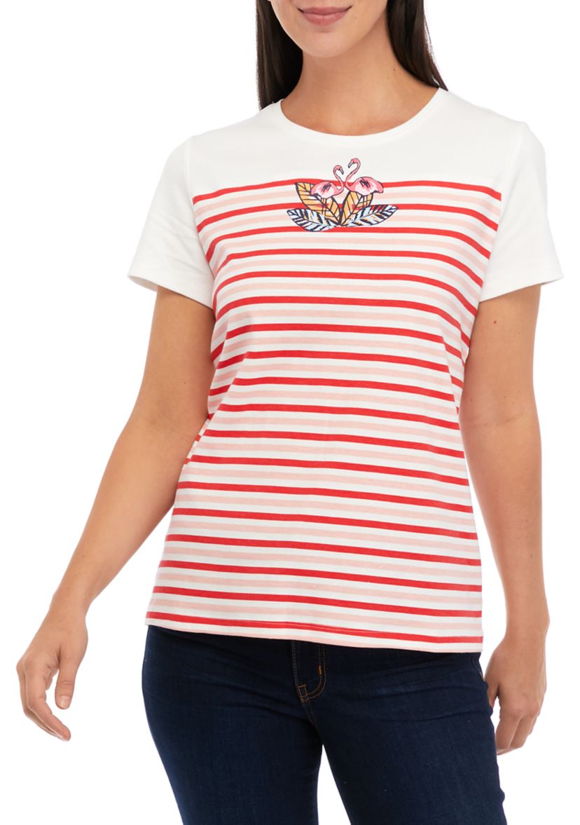 Womens Short Sleeve Striped T-Shirt