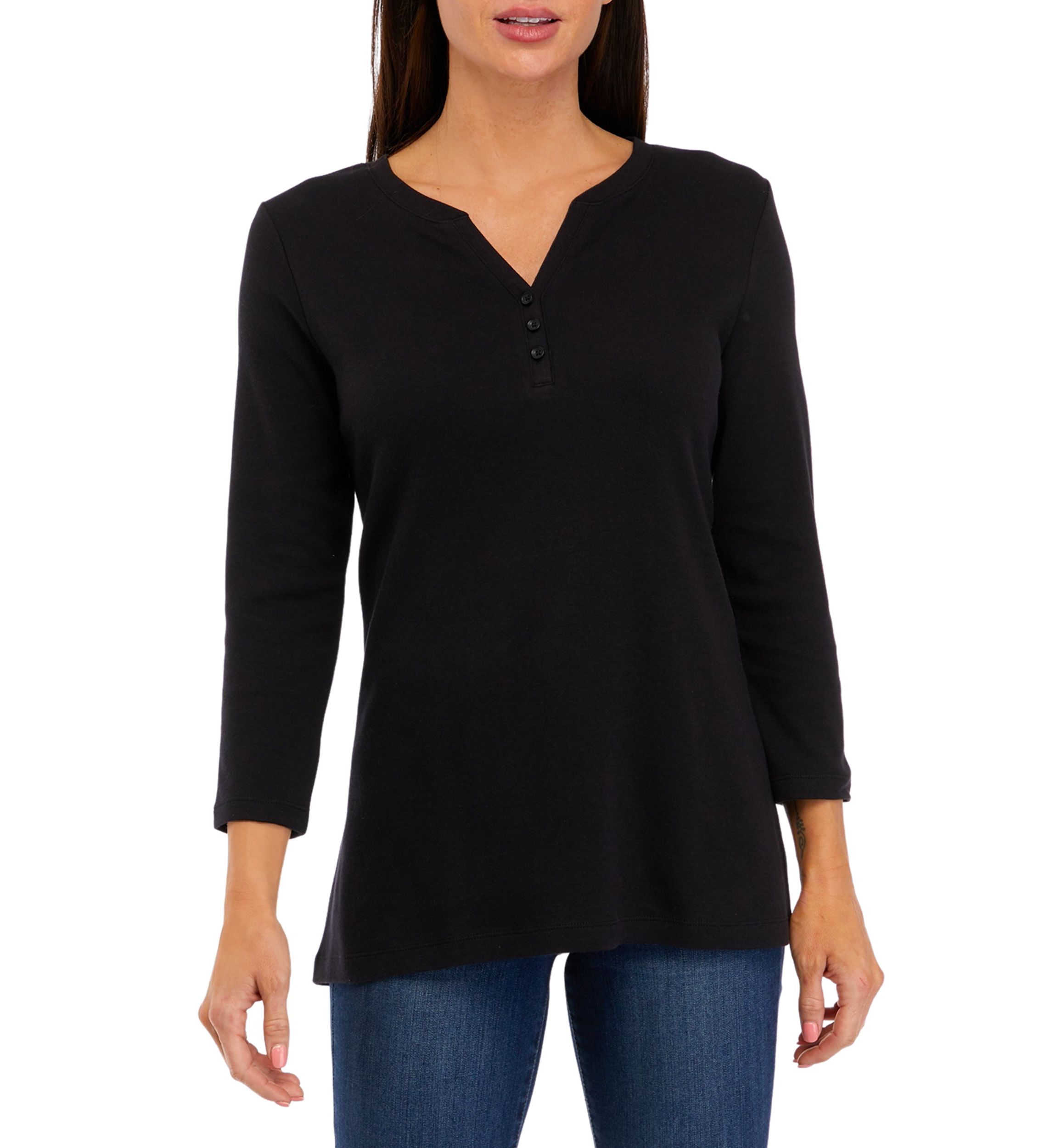 Womens 3/4 Sleeve Henley Shirt 