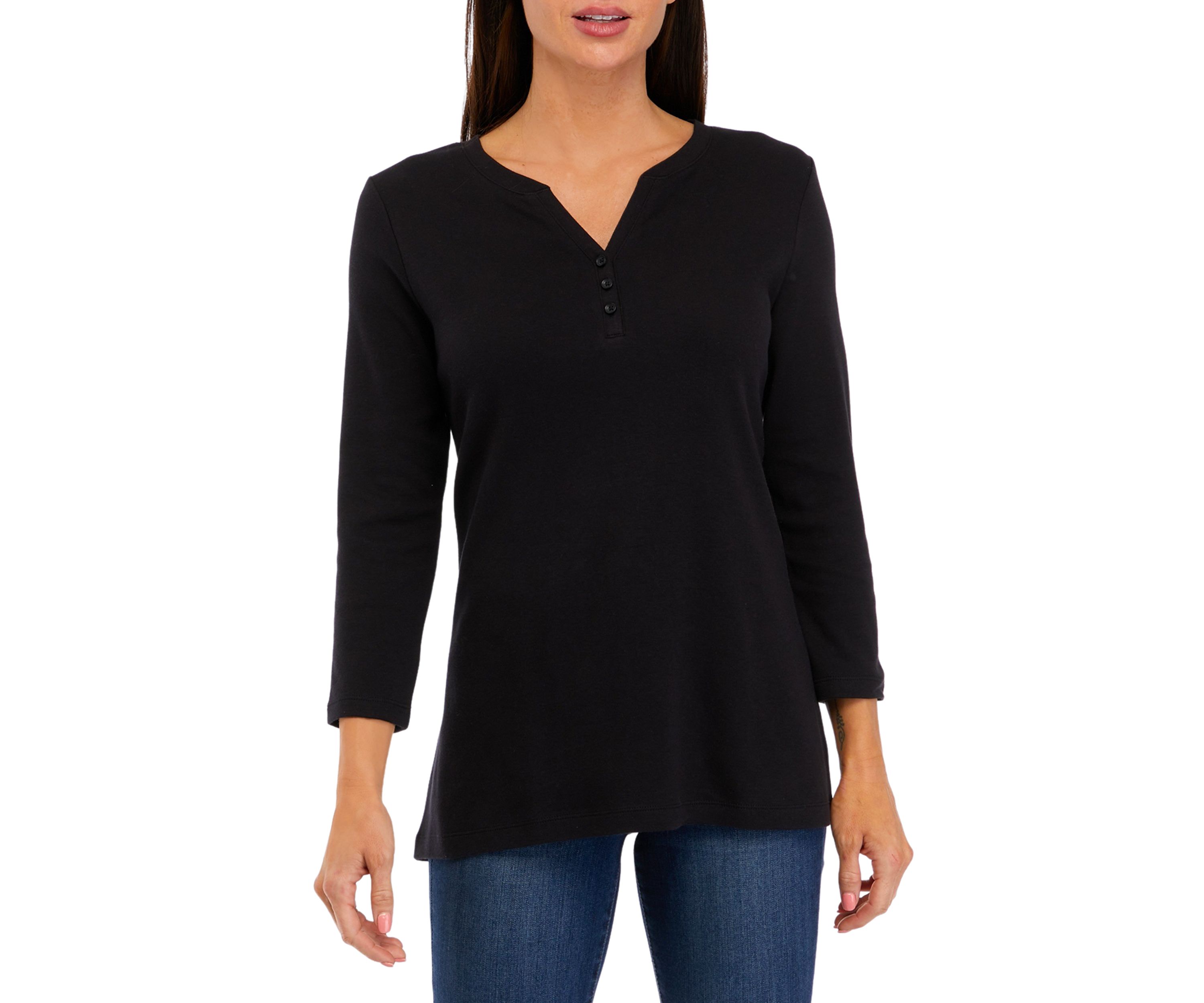 Womens 3/4 Sleeve Henley Shirt 