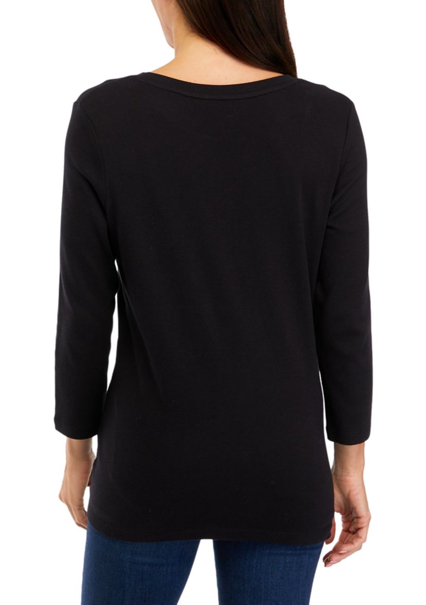 Womens 3/4 Sleeve Henley Shirt 