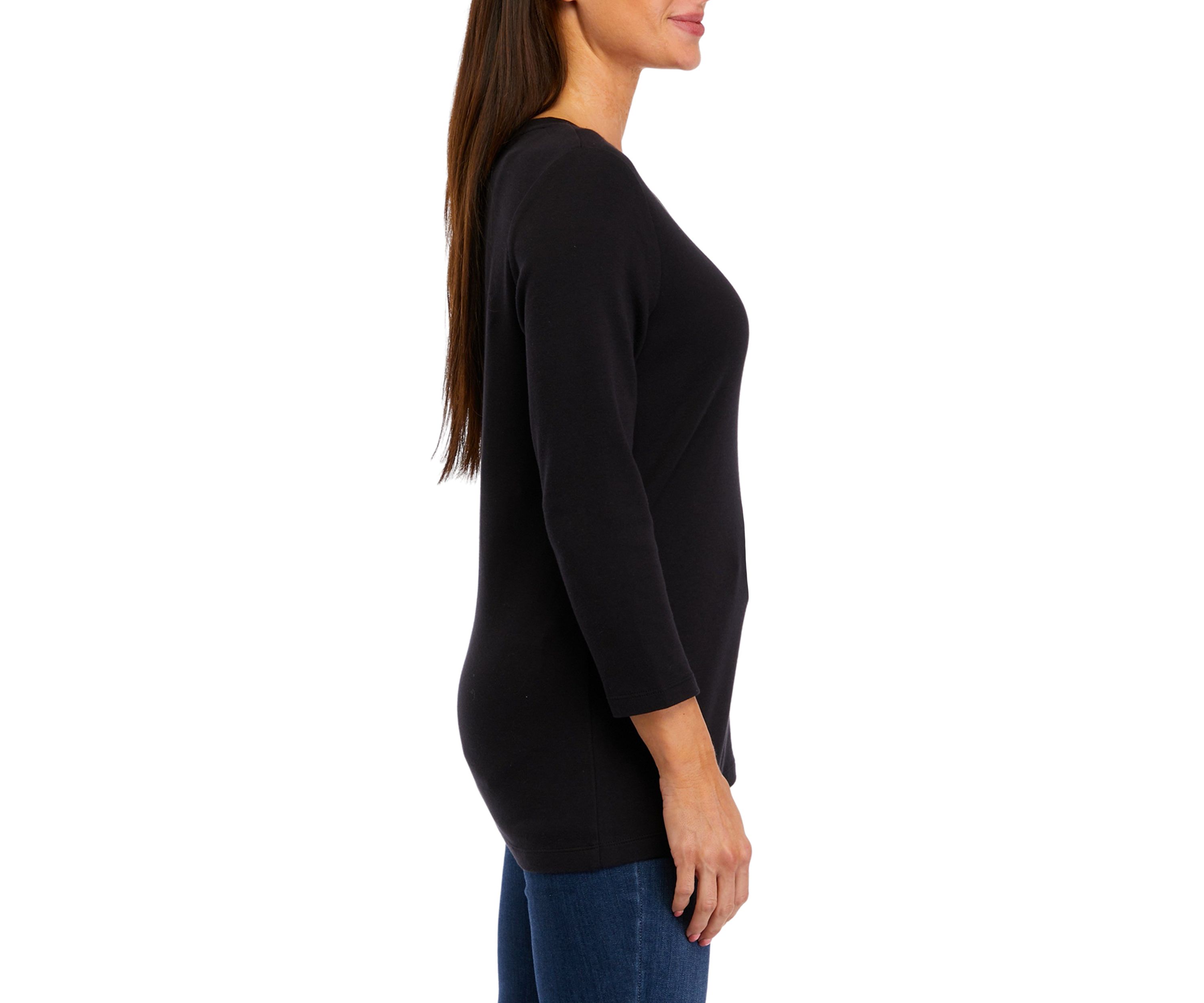 Womens 3/4 Sleeve Henley Shirt 
