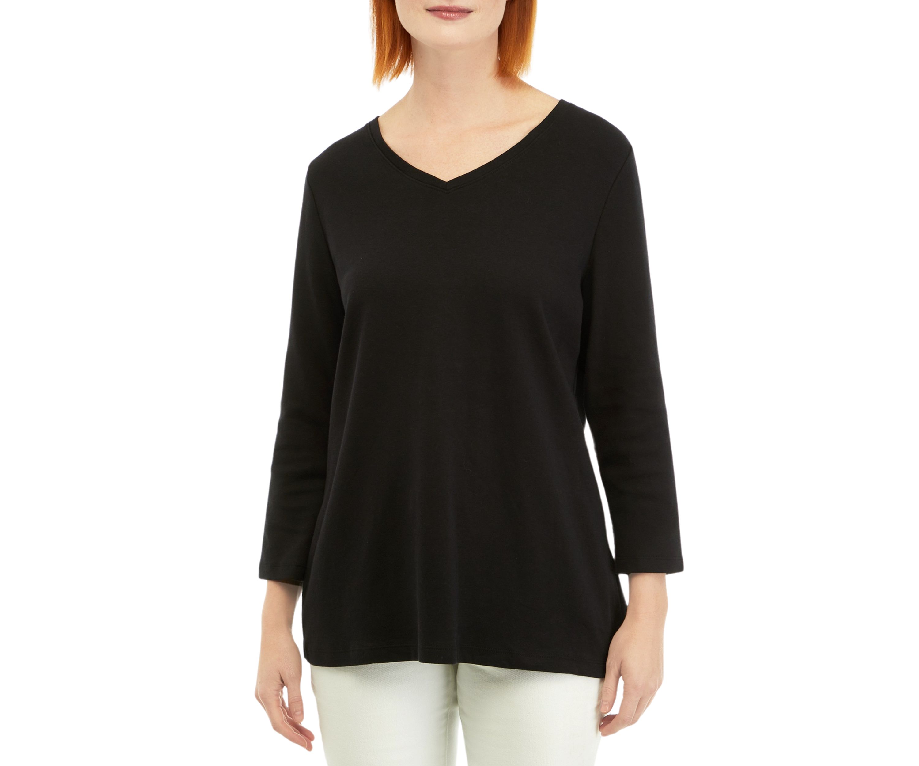 Womens 3/4 Sleeve V-Neck T-Shirt