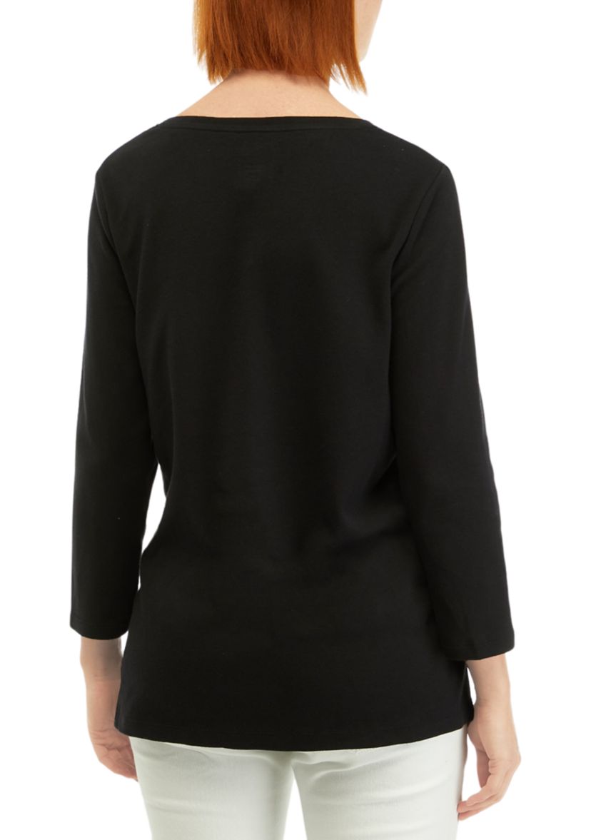 Womens 3/4 Sleeve V-Neck T-Shirt