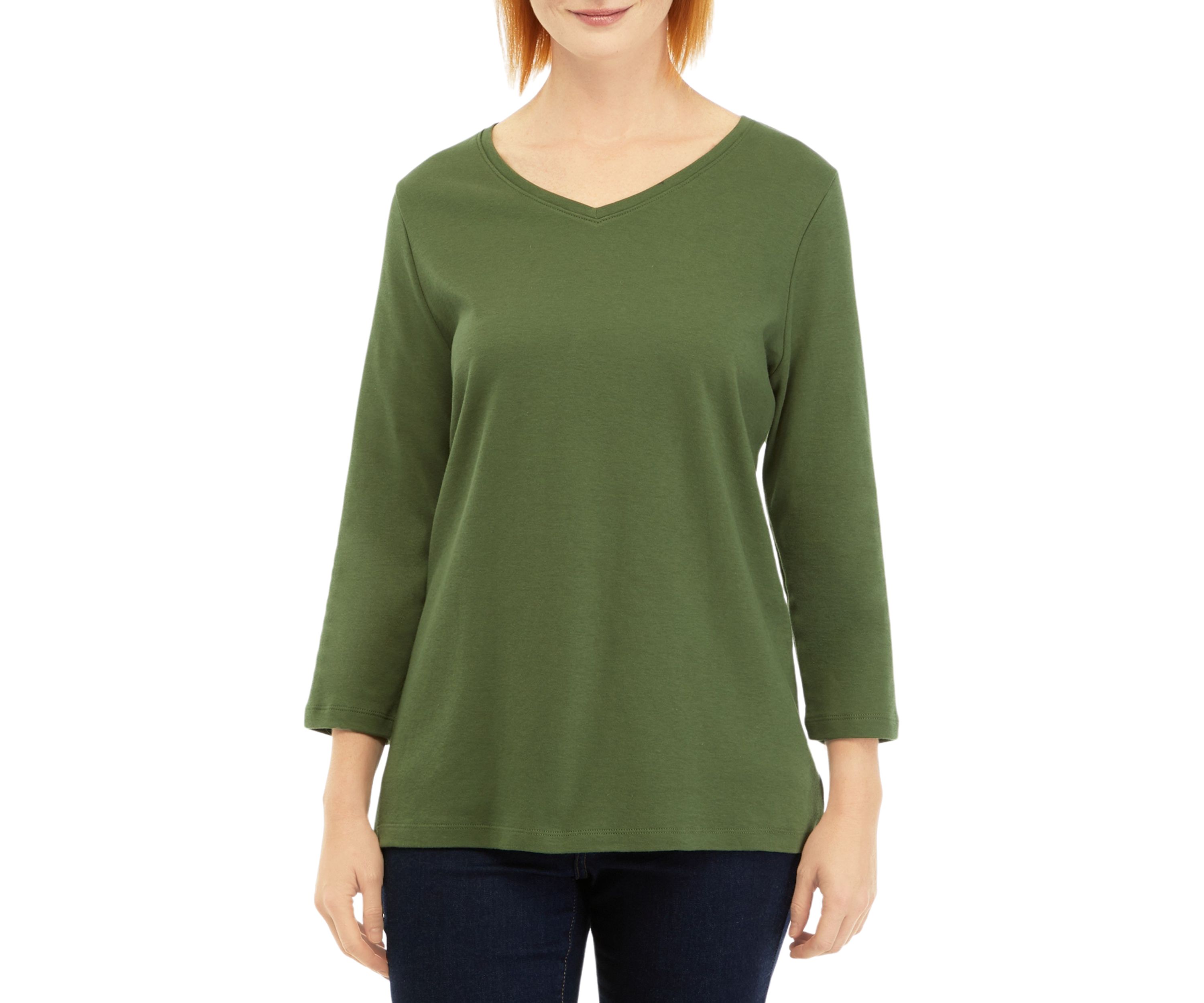 Womens 3/4 Sleeve V-Neck T-Shirt