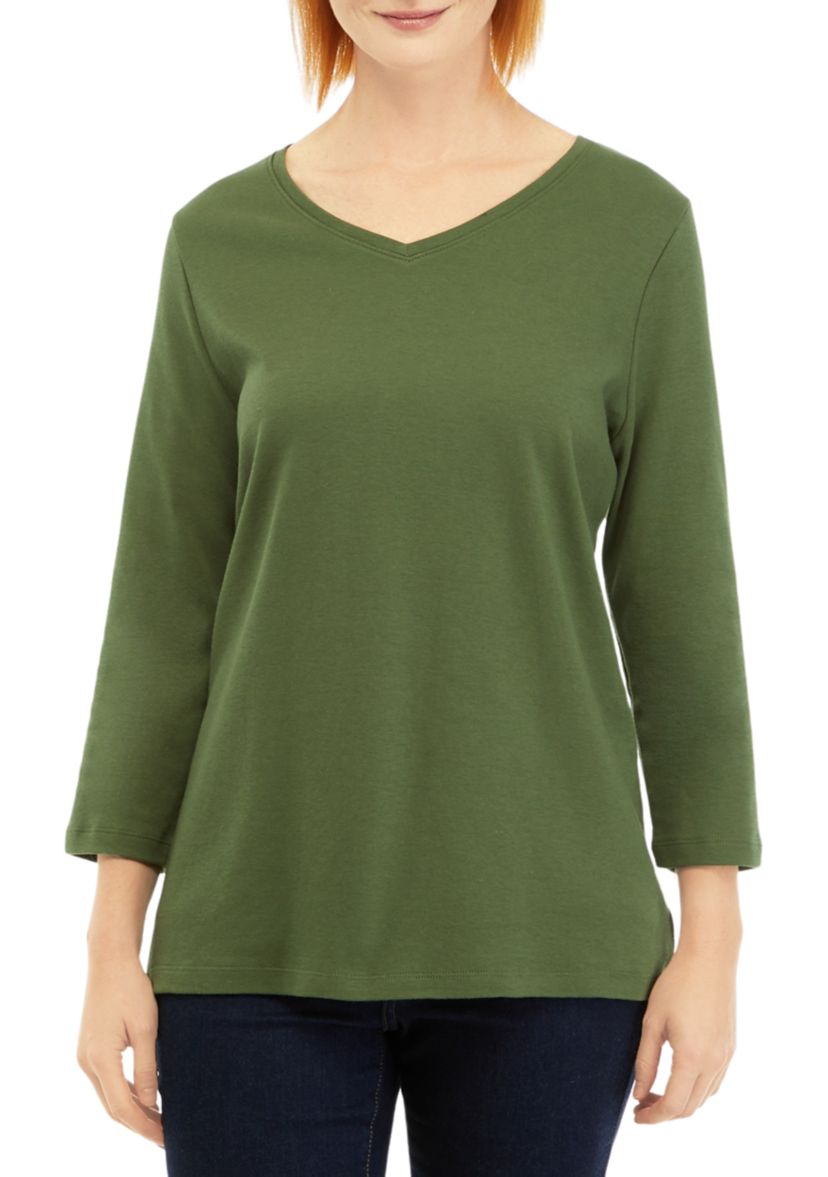 Womens 3/4 Sleeve V-Neck T-Shirt
