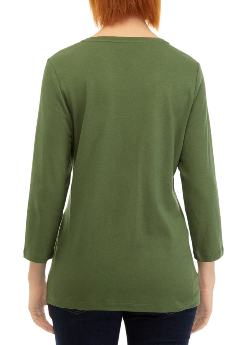 Womens 3/4 Sleeve V-Neck T-Shirt