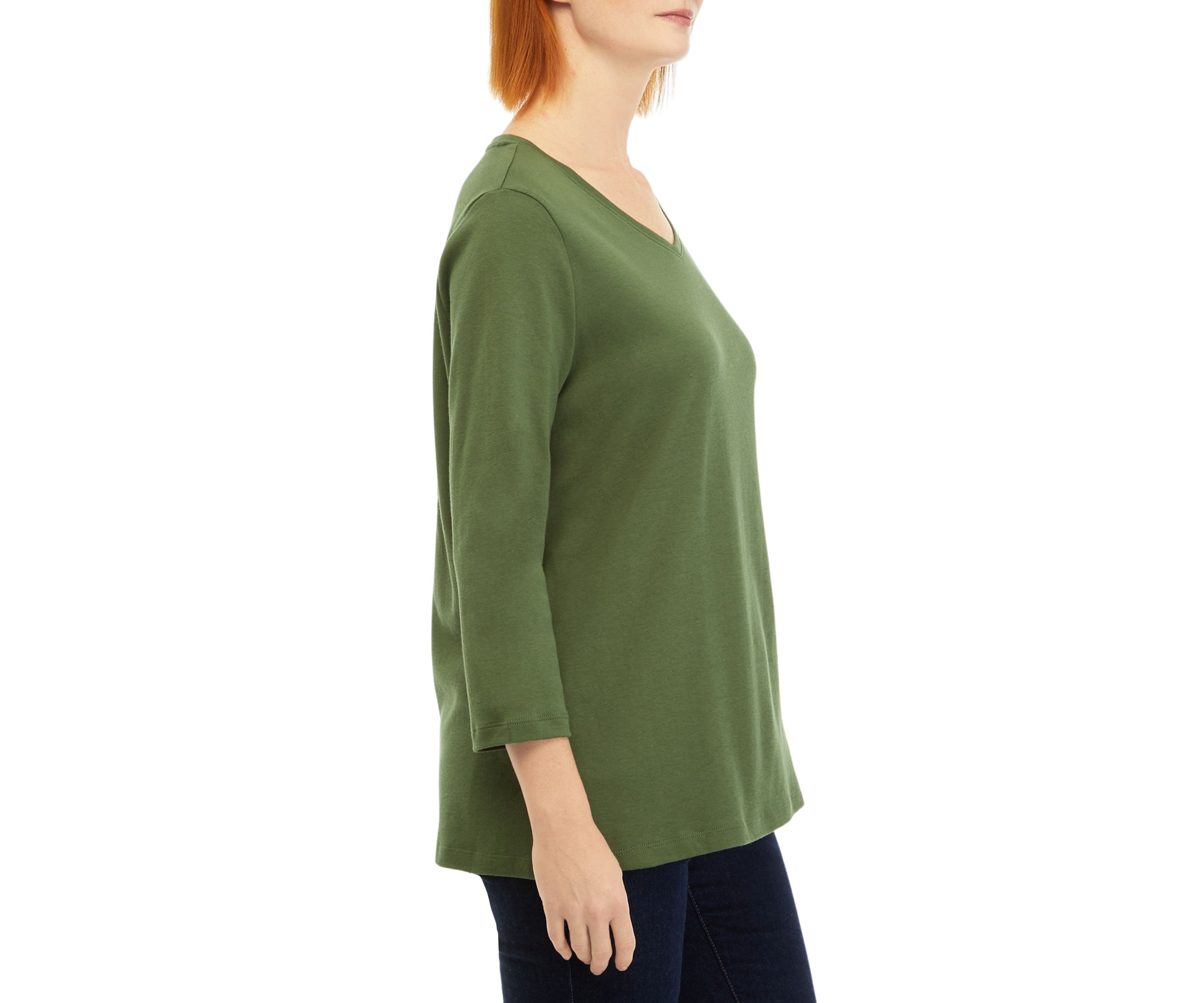 Womens 3/4 Sleeve V-Neck T-Shirt