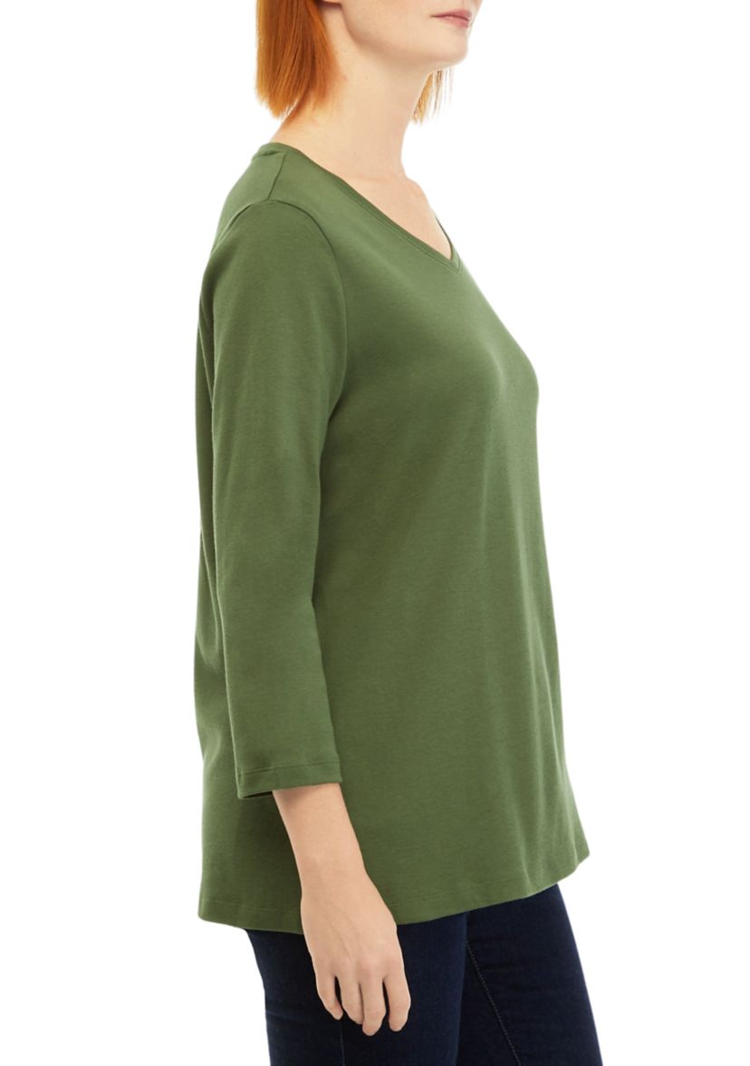 Womens 3/4 Sleeve V-Neck T-Shirt