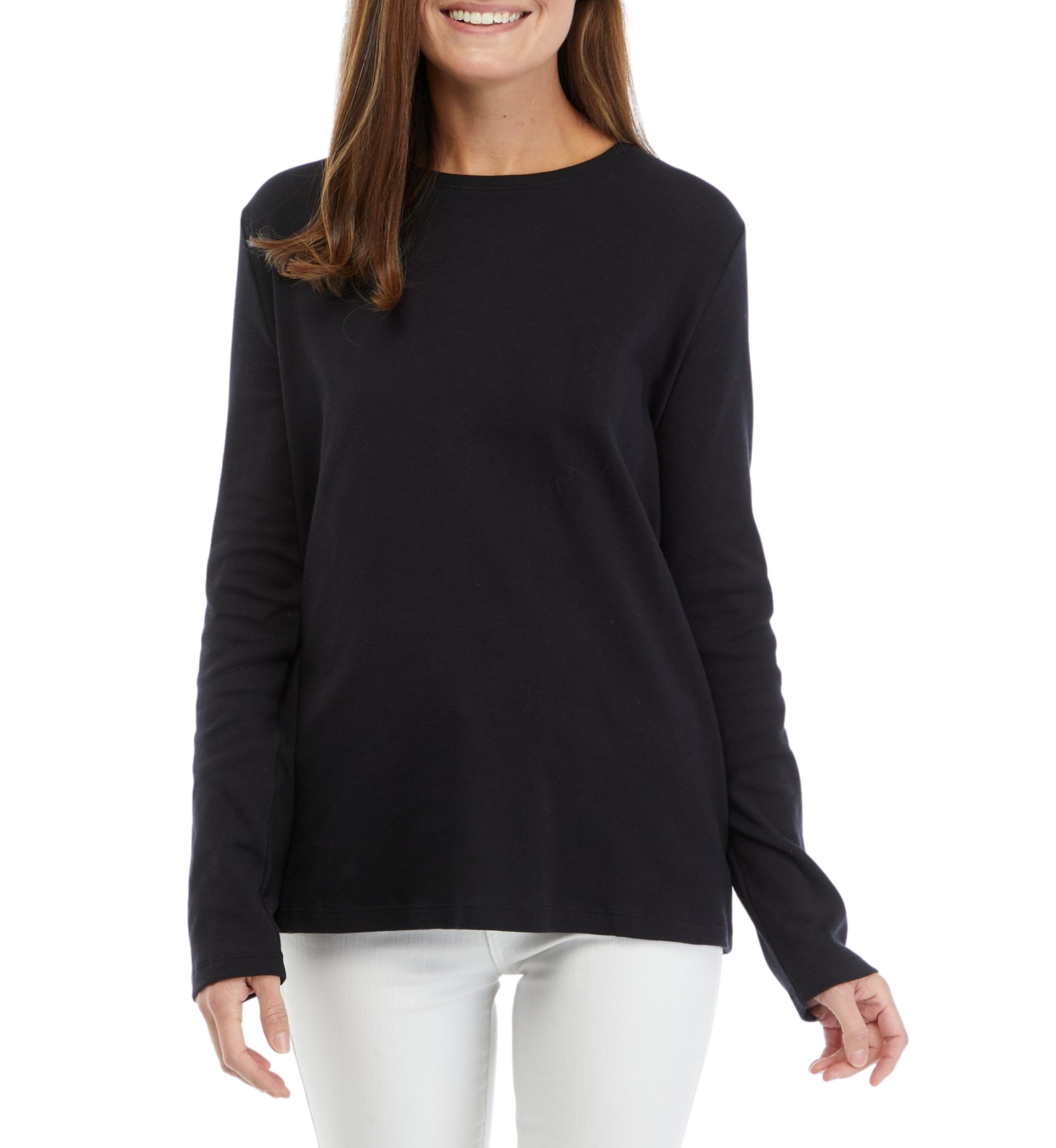Womens Long Sleeve Solid T-Shirt 