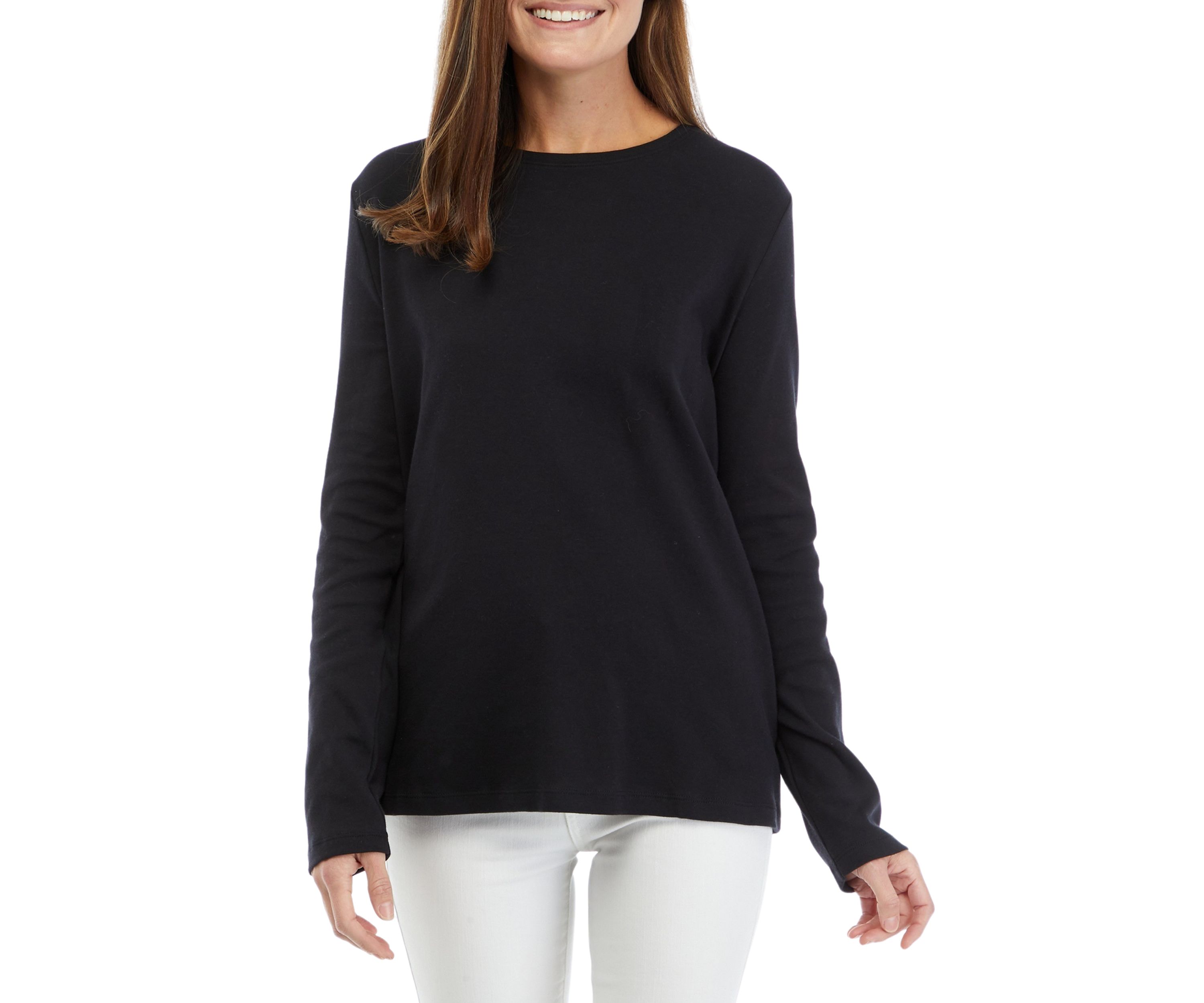 Womens Long Sleeve Solid T-Shirt 