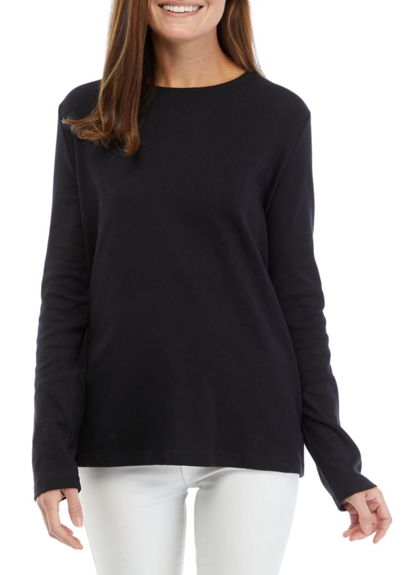 Womens Long Sleeve Solid T-Shirt 